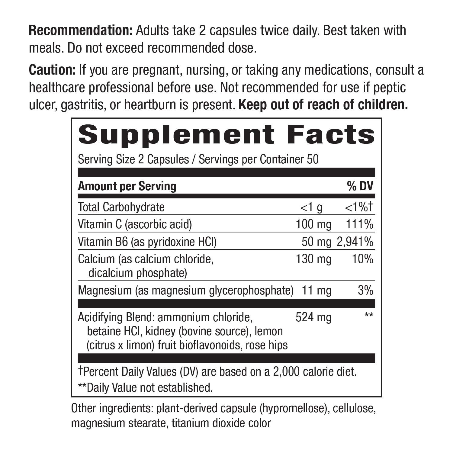 Foto 4 pulgar | Suplemento Nature's Way Acid-a-cal 100 Cápsulas Vegetarianas - Venta Internacional