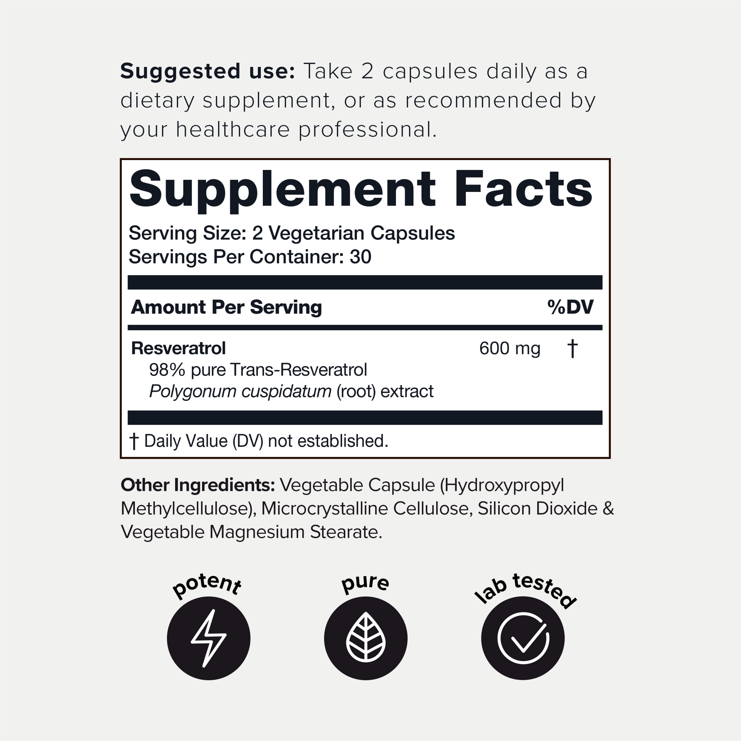 Foto 3 pulgar | Cápsulas de Resveratrol Toniiq de Ultra Alta Pureza 600 mg 60 Cápsulas - Venta Internacional
