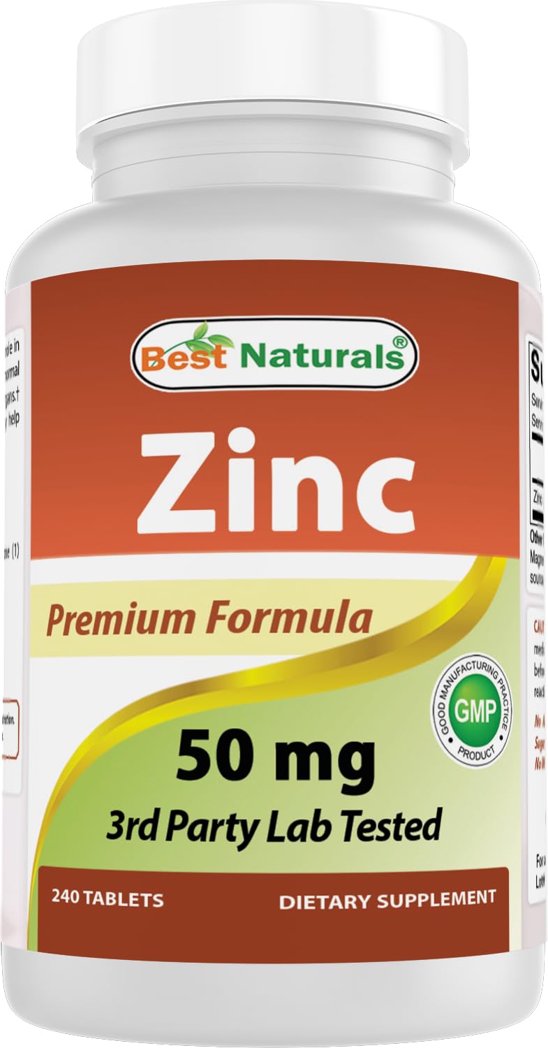 Suplemento de Zinc Best Naturals Gluconato de Zinc 50 mg 240 Comprimidos - Venta Internacional