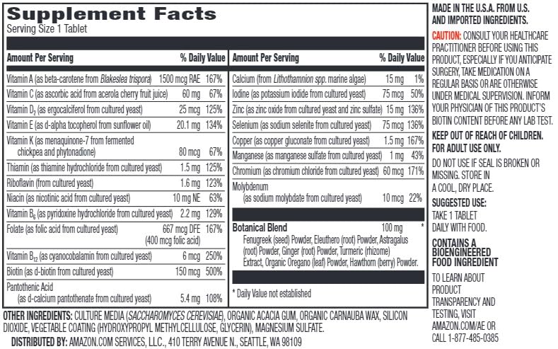 Foto 2 | Multivitamínico Amazon Elements para Hombre 65 Comprimidos - Venta Internacional