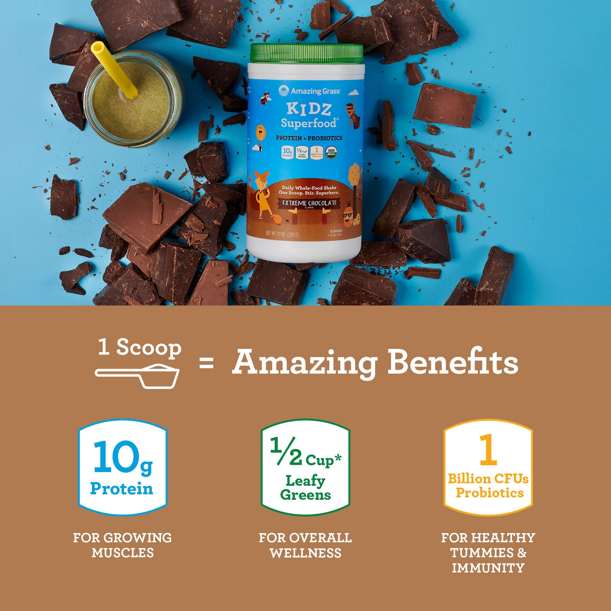 Foto 4 pulgar | Suplemento Amazing Grass Kidz Superfood Extreme Chocolate - Venta Internacional