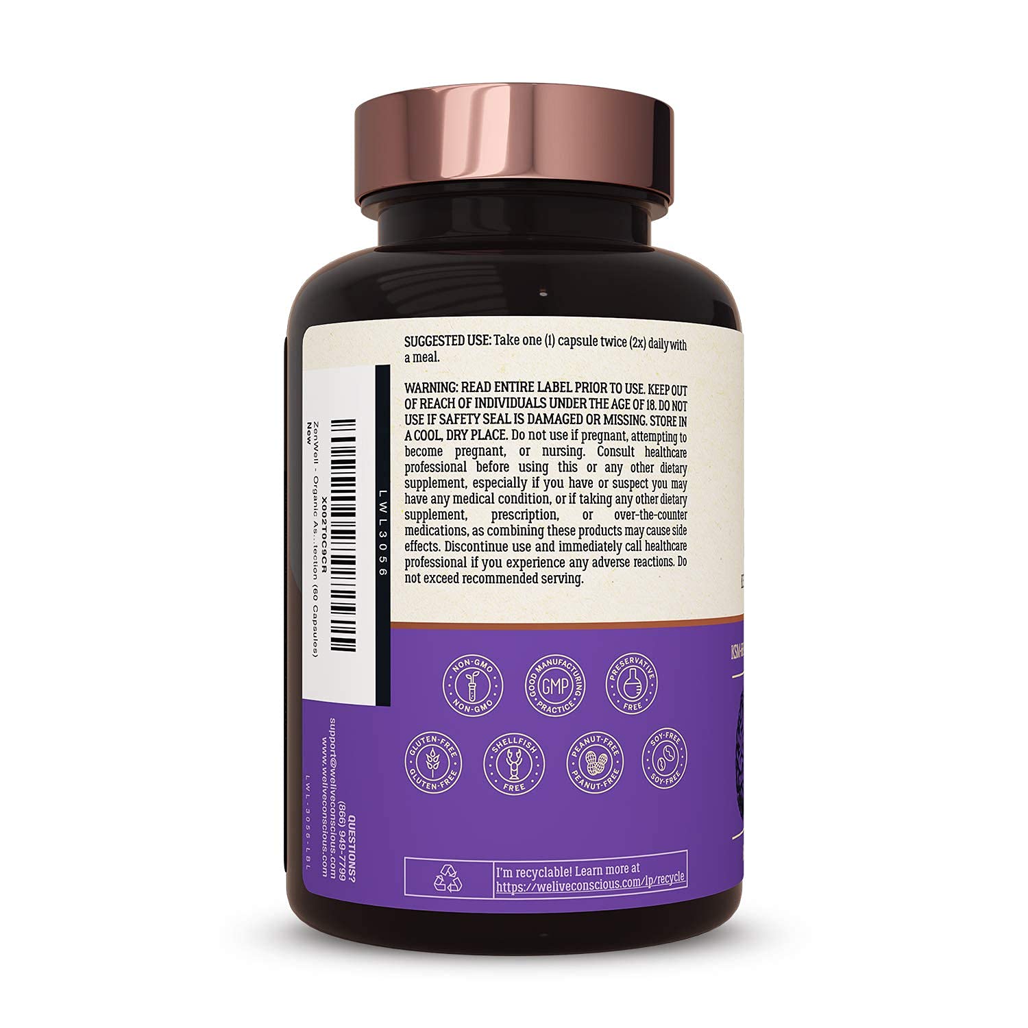 Foto 7 | Suplemento Live Conscious Zenwell Ksm-66 Ashwagandha 60 Cápsulas - Venta Internacional