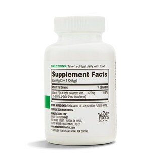 Foto 2 | Suplementos 365 by Whole Foods Market Vitamina E 1000 Ui 60 Cápsulas Blandas - Venta Internacional