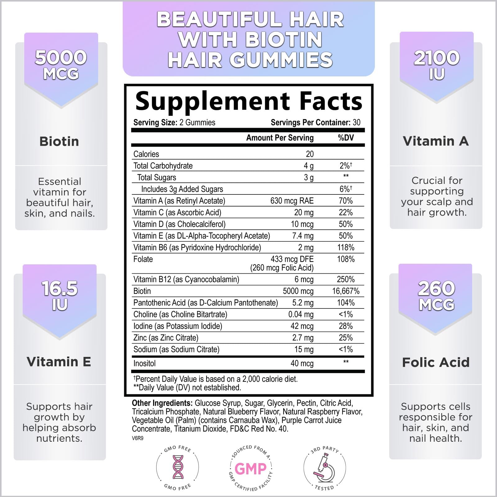 Foto 3 pulgar | Gomitas se Vitaminas para el Cabello Hello Lovely Biotina 5000 mcg 60 Unidades - Venta Internacional