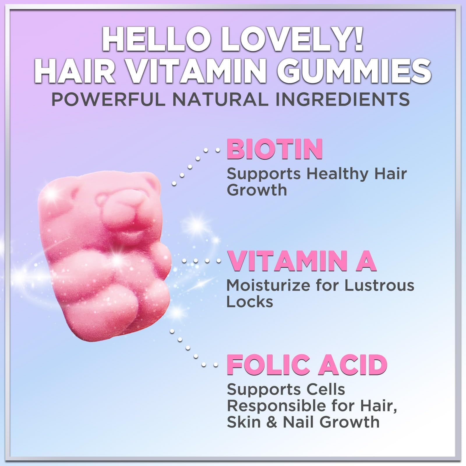 Foto 4 pulgar | Gomitas se Vitaminas para el Cabello Hello Lovely Biotina 5000 mcg 60 Unidades - Venta Internacional