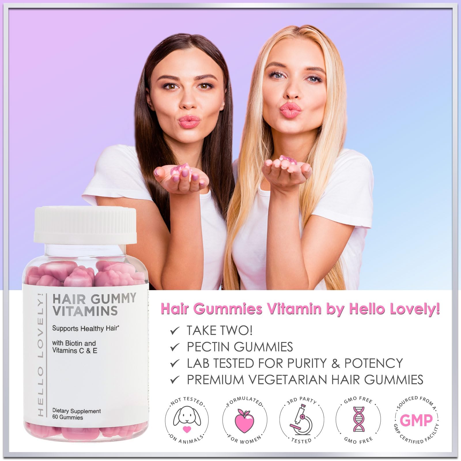 Foto 7 pulgar | Gomitas se Vitaminas para el Cabello Hello Lovely Biotina 5000 mcg 60 Unidades - Venta Internacional