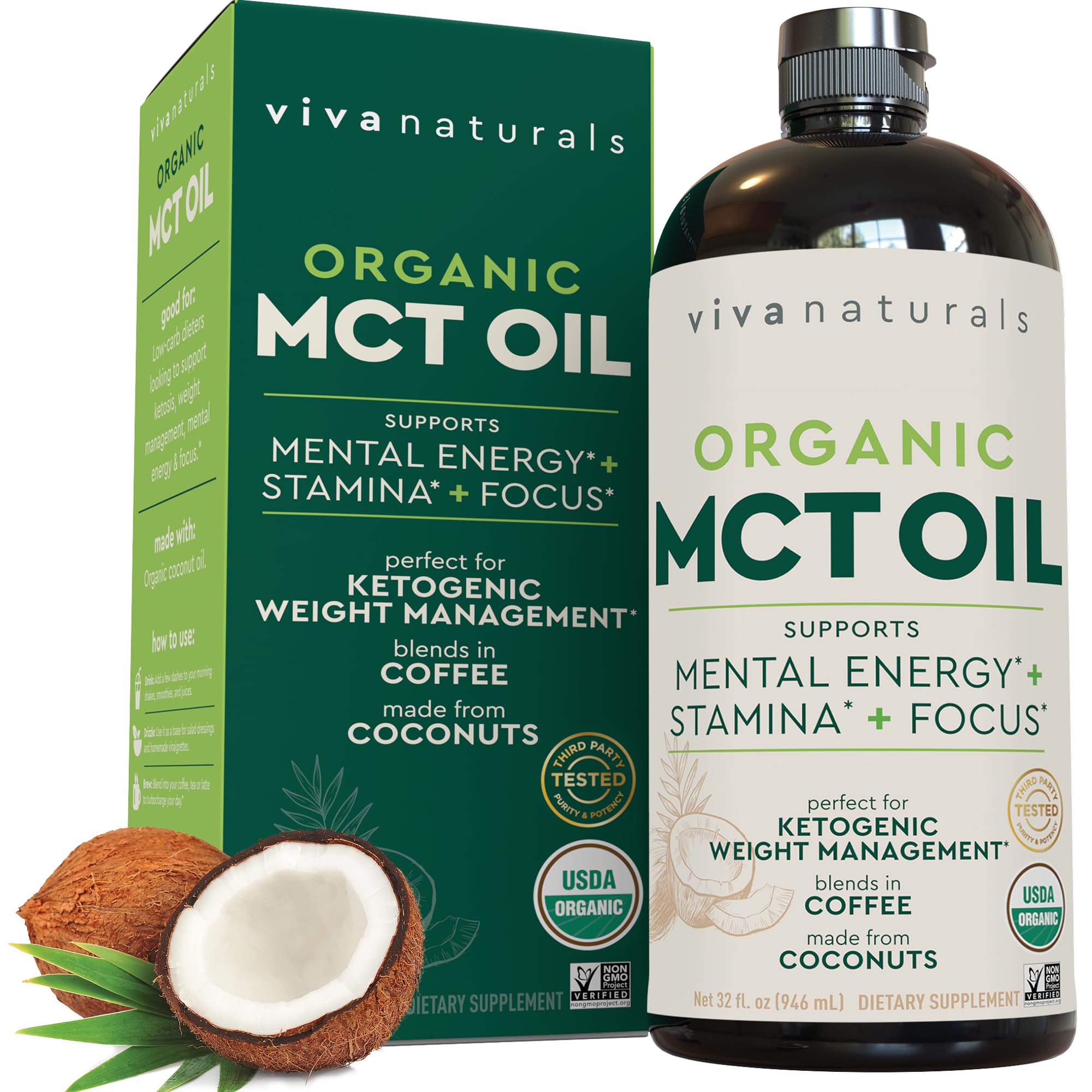 Foto 2 pulgar | Suplemento de Aceite Mct Viva Naturals Organic 946 Ml - Venta Internacional
