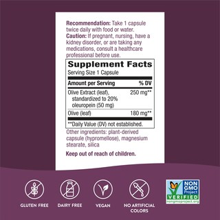 Foto 4 | Suplemento Nature's Way Premium con Extracto de Hoja de Olivo 250 Mg - Venta Internacional