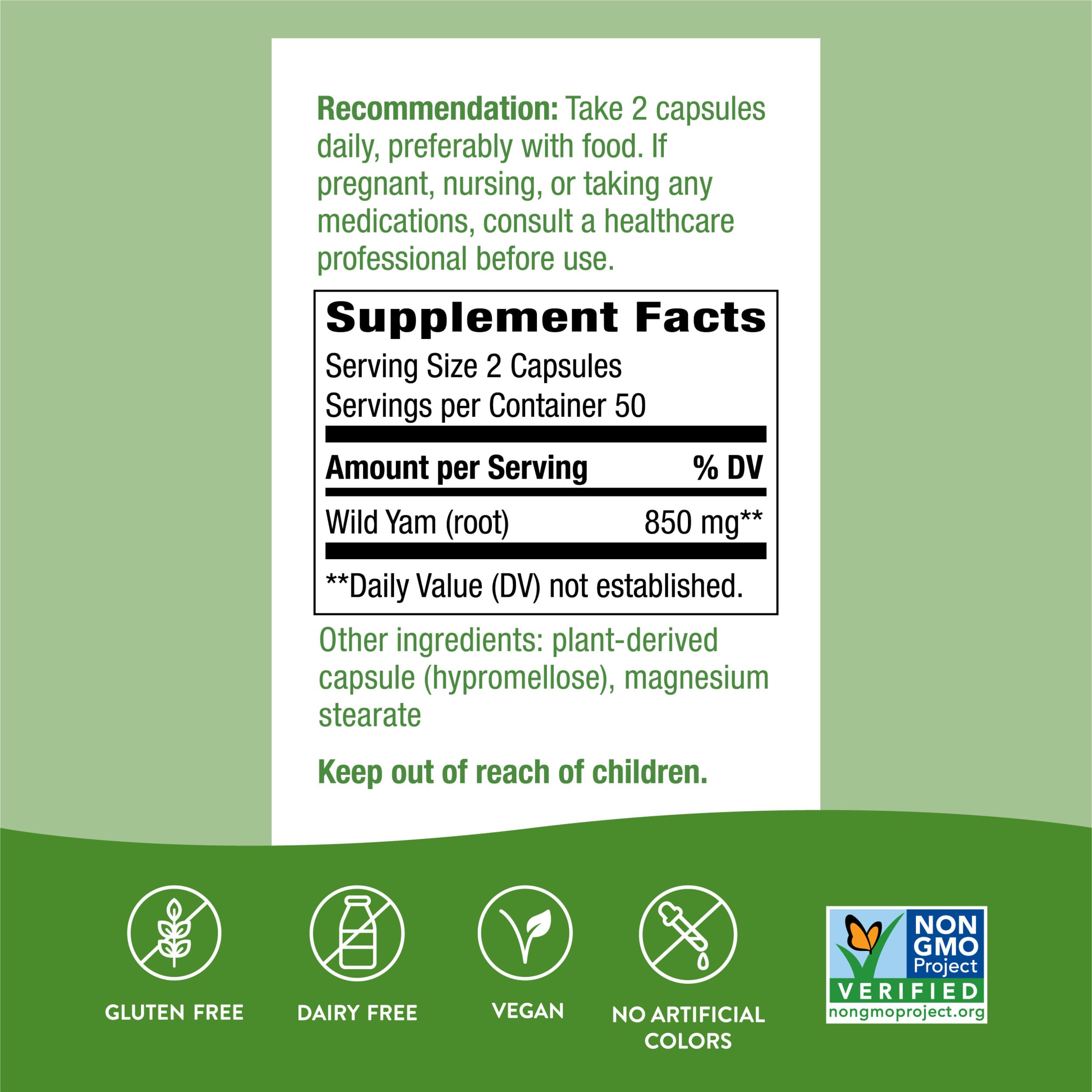 Foto 4 | Suplemento Nature's Way De Raíz De Ñame Silvestre 850 Mg 100 Cápsulas Veganas - Venta Internacional