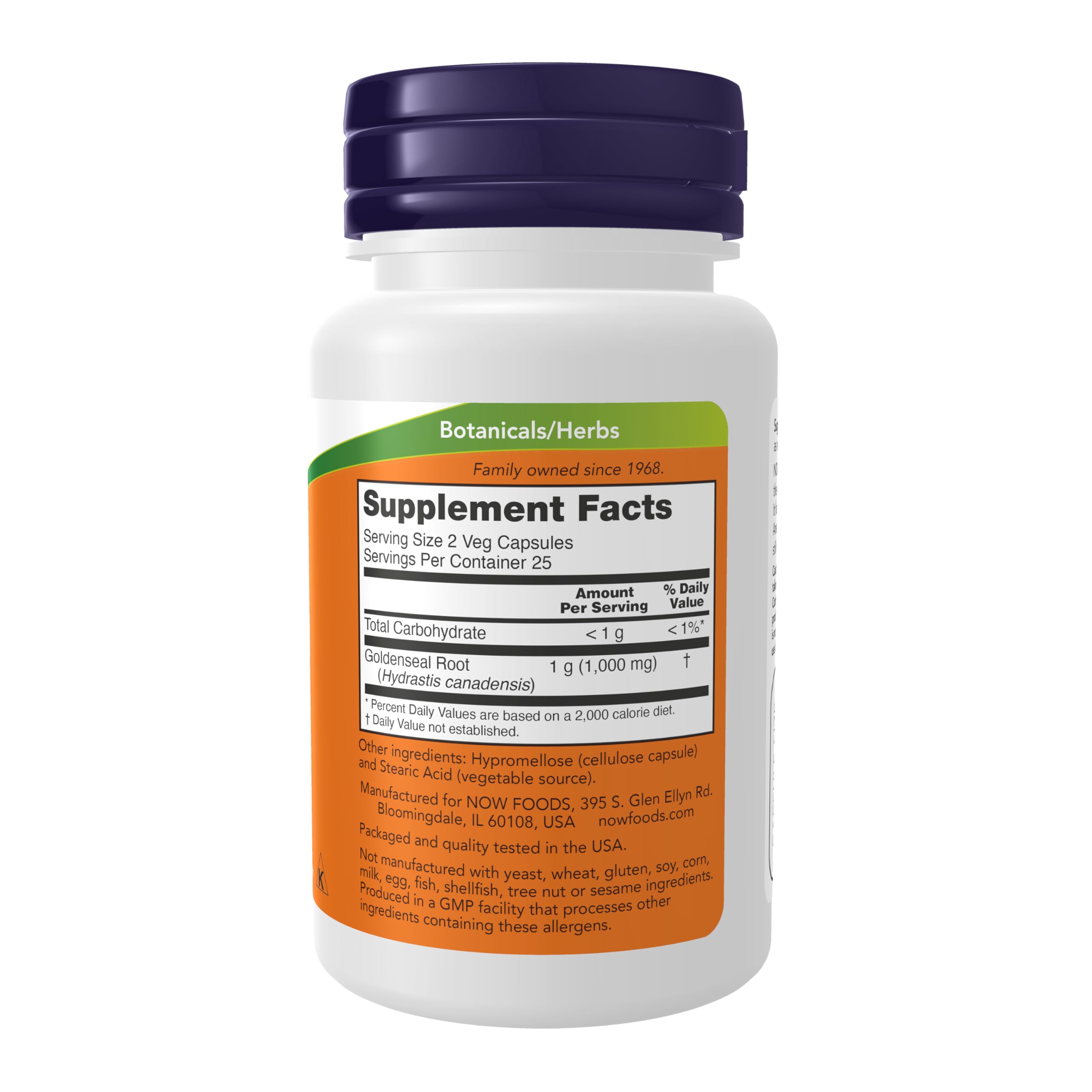 Foto 3 pulgar | Suplemento Now Goldenseal Root 500 mg 50 Cápsulas Vegetales - Venta Internacional