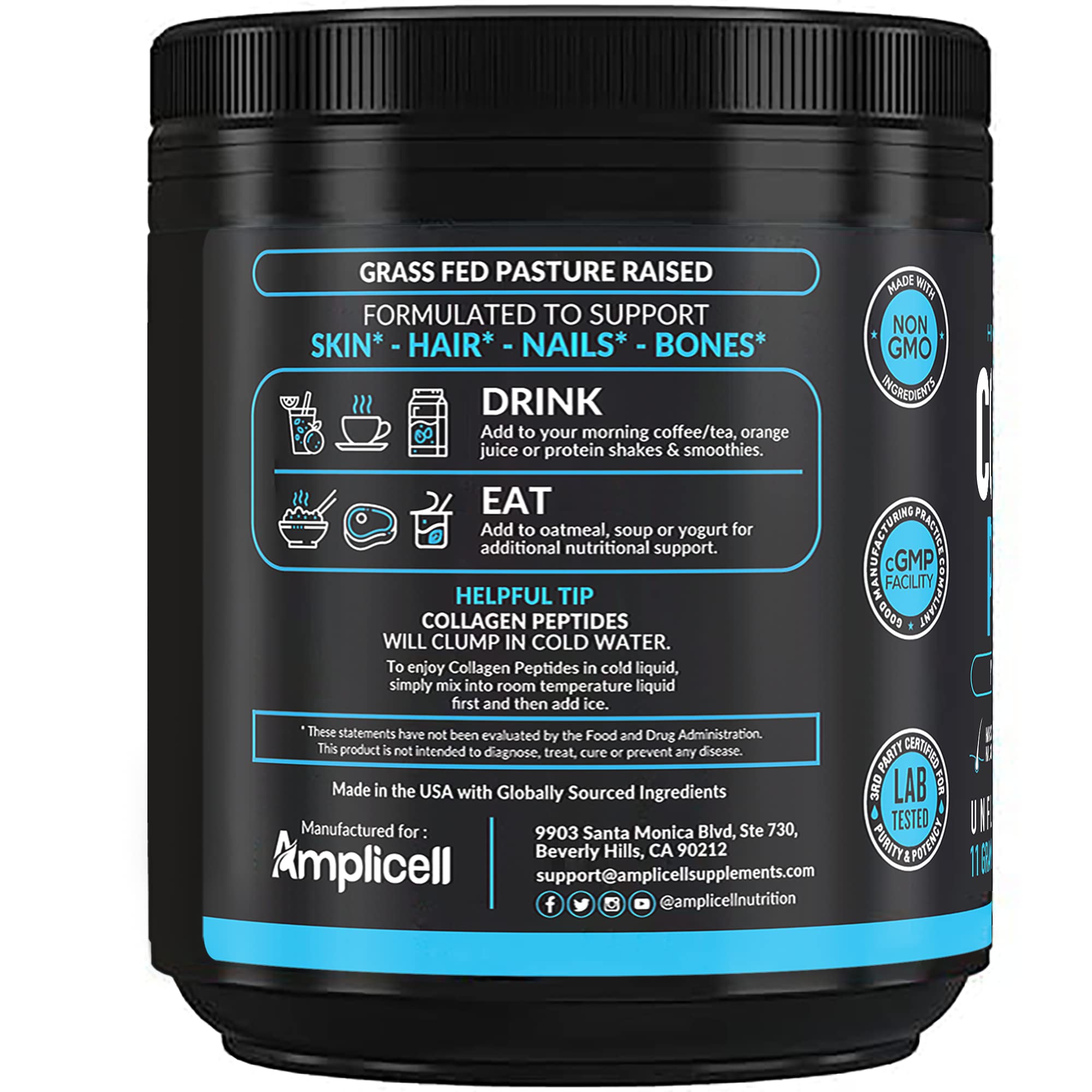 Foto 7 | Péptidos de Colágeno en Polvo Amplicell de Alta Potencia 451 g - Venta Internacional