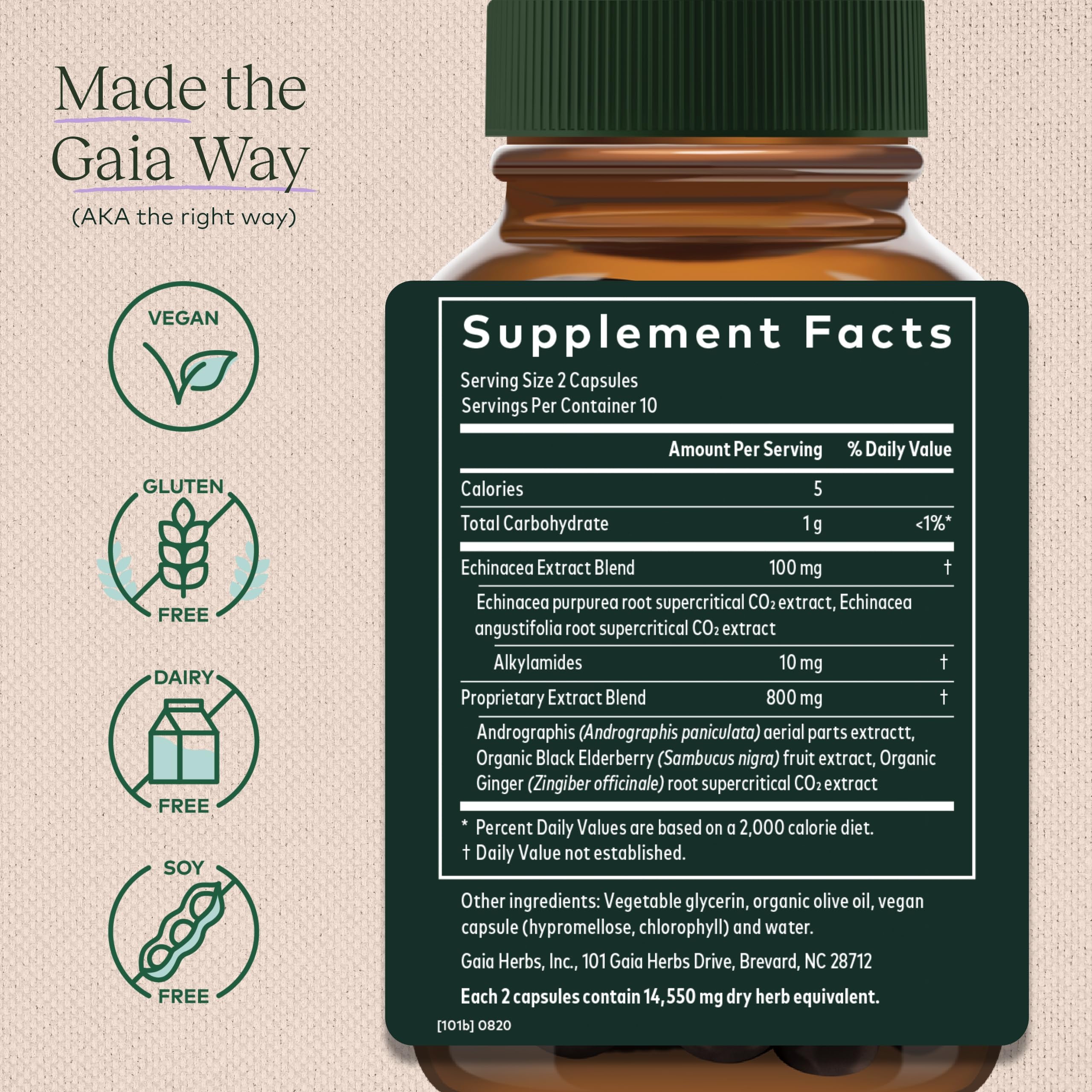Foto 3 pulgar | Suplemento Gaia Herbs Quick Defense Immune Support 20 Cápsulas - Venta Internacional