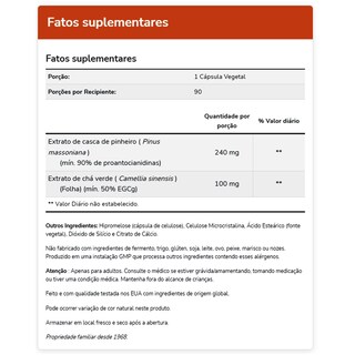 Foto 3 | Suplemento Now Extracto de Corteza de Pino 240 Mg 90% Opc 90 Cápsulas - Venta Internacional