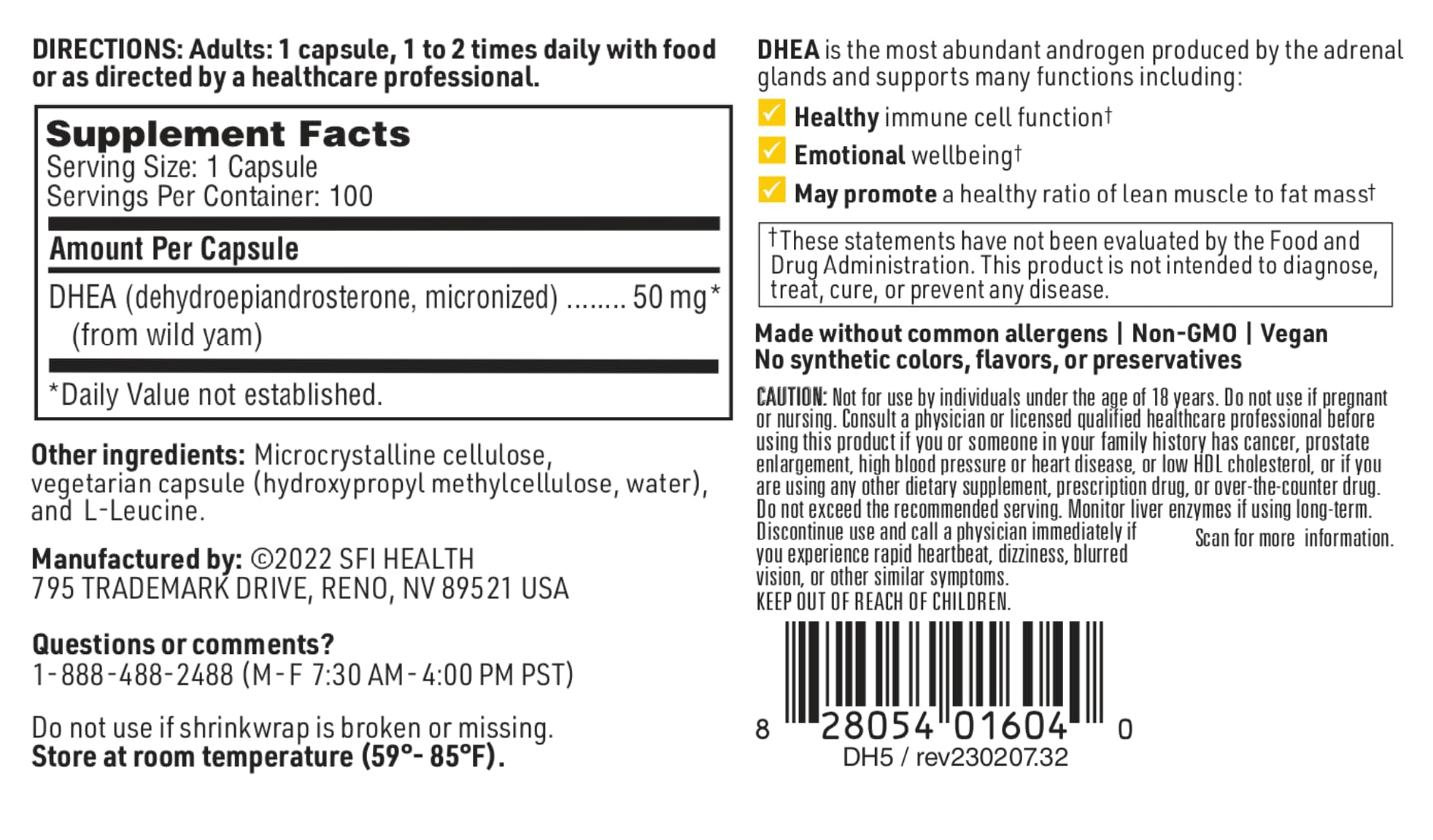 Foto 6 pulgar | Suplemento Klaire Labs Sfi Health Dhea 50 Mg 100 Cápsulas - Venta Internacional