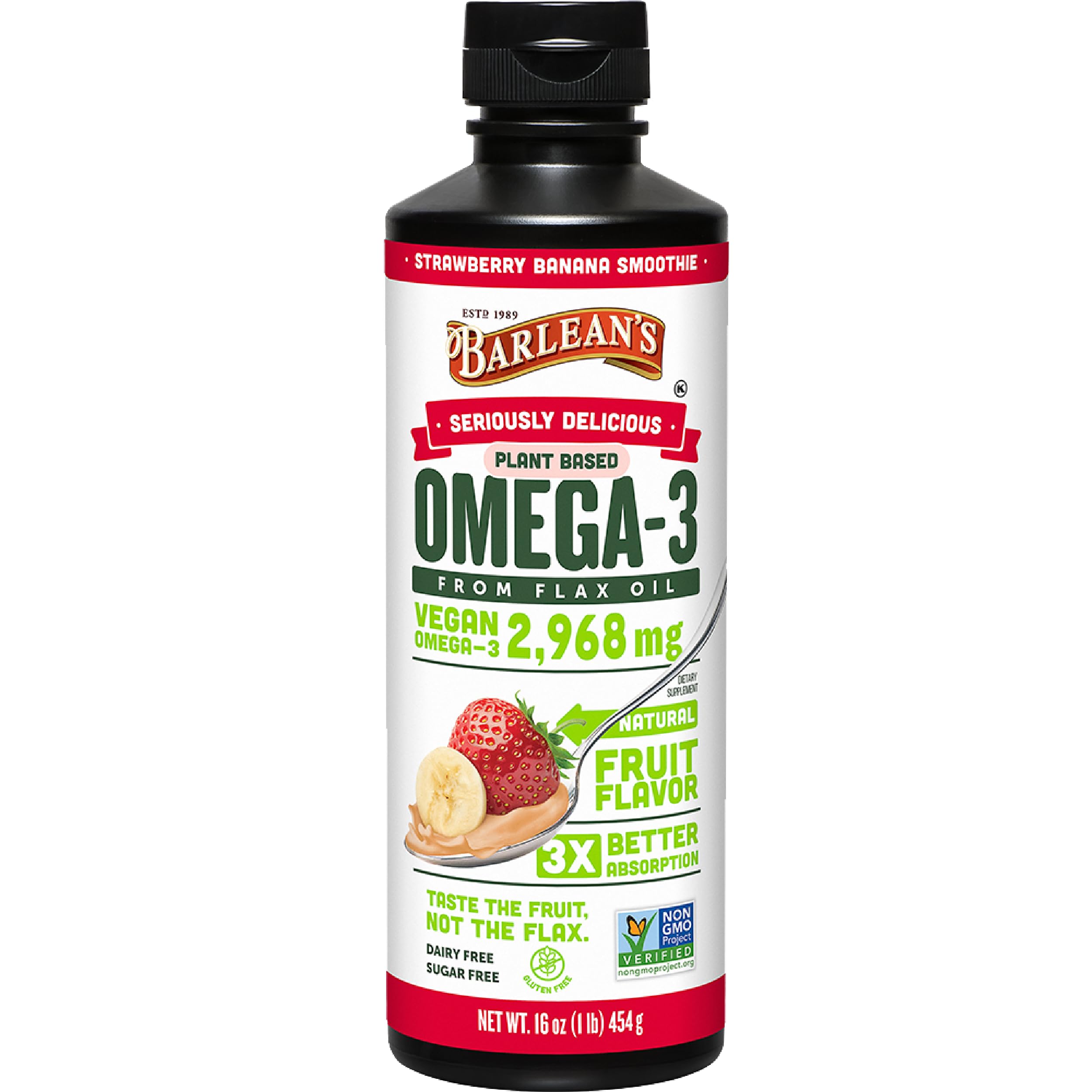 Foto 1 | Suplemento de Aceite de Linaza Líquido Barlean's Strawberry Banana Omega 3 - Venta Internacional