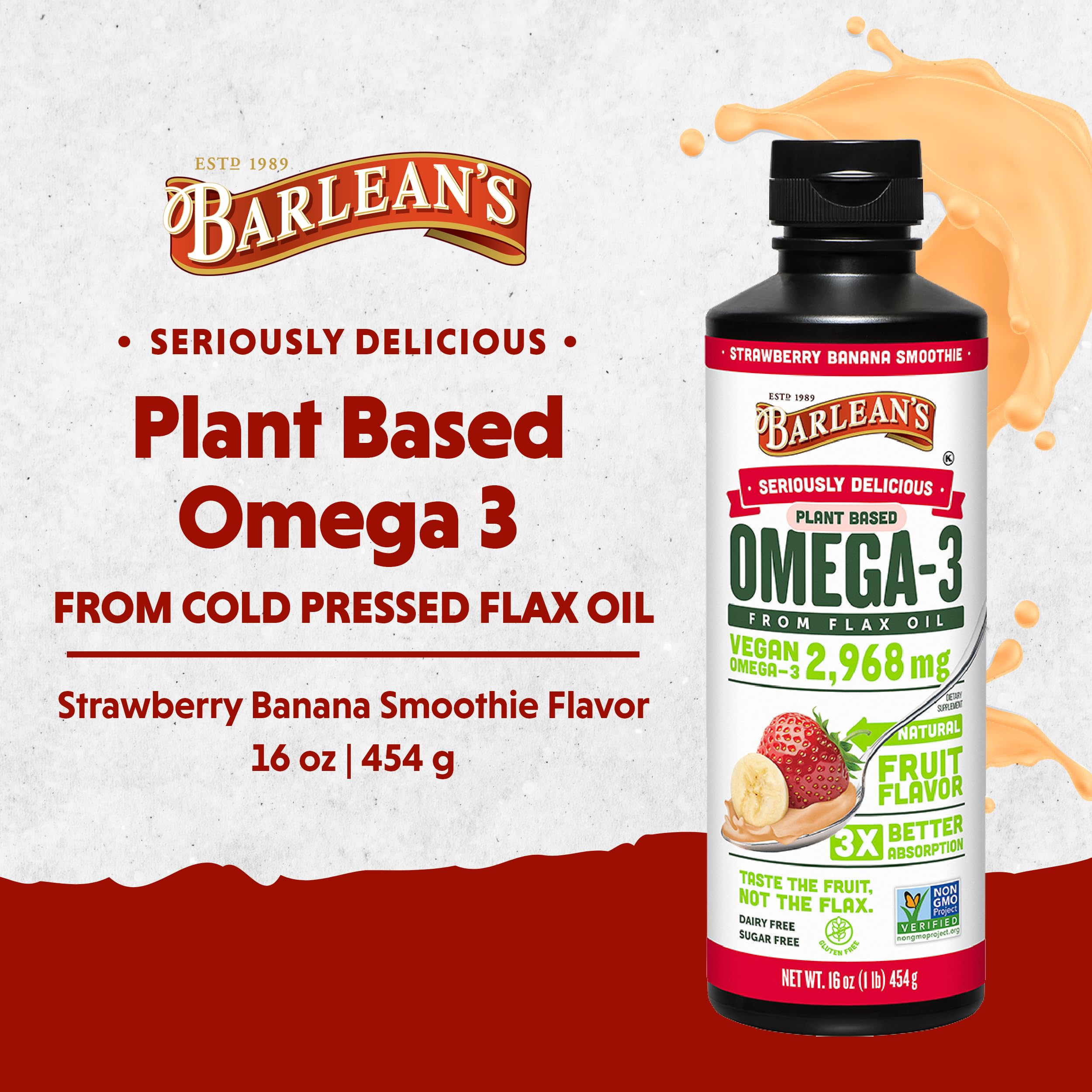Foto 3 pulgar | Suplemento de Aceite de Linaza Líquido Barlean's Strawberry Banana Omega 3 - Venta Internacional