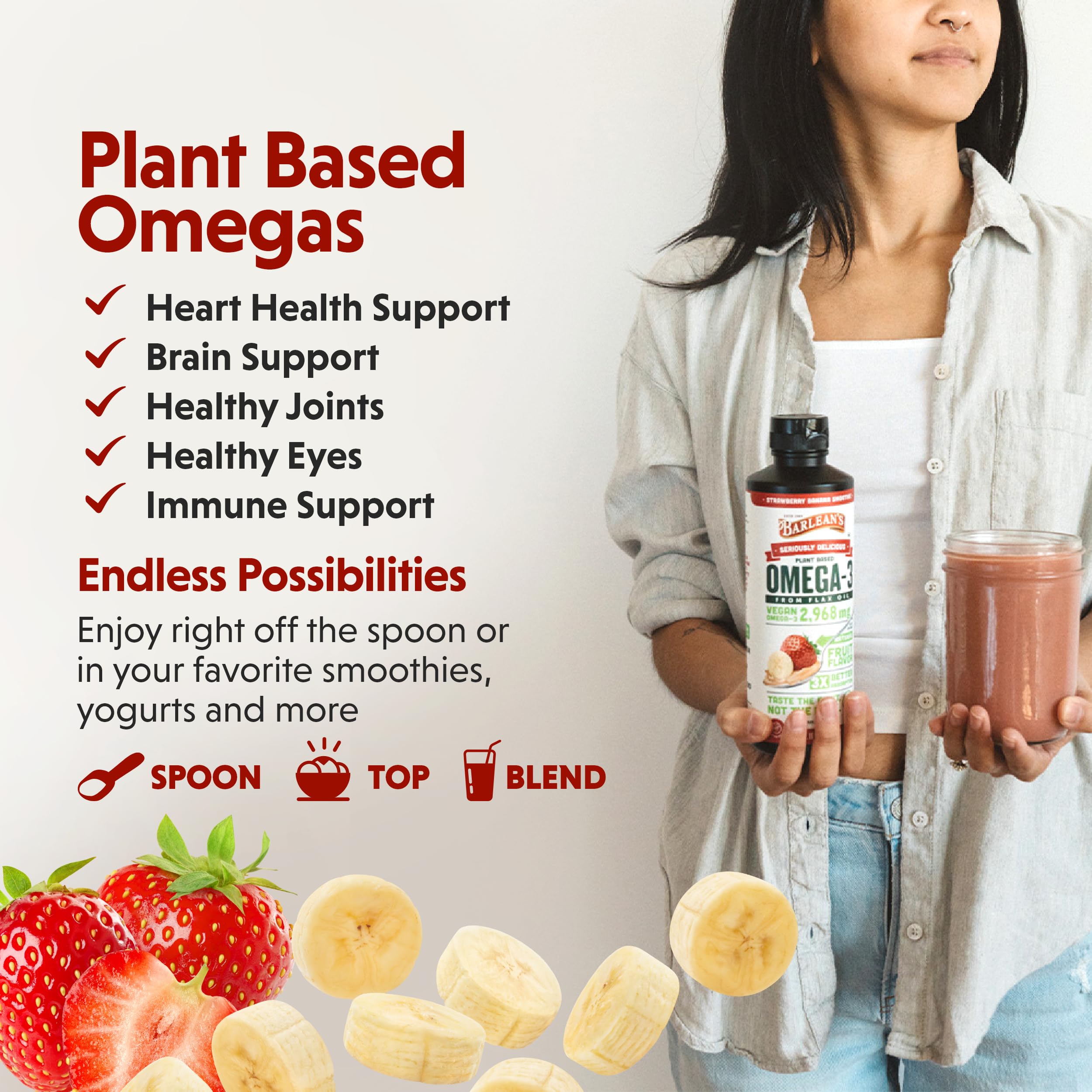 Foto 4 pulgar | Suplemento de Aceite de Linaza Líquido Barlean's Strawberry Banana Omega 3 - Venta Internacional