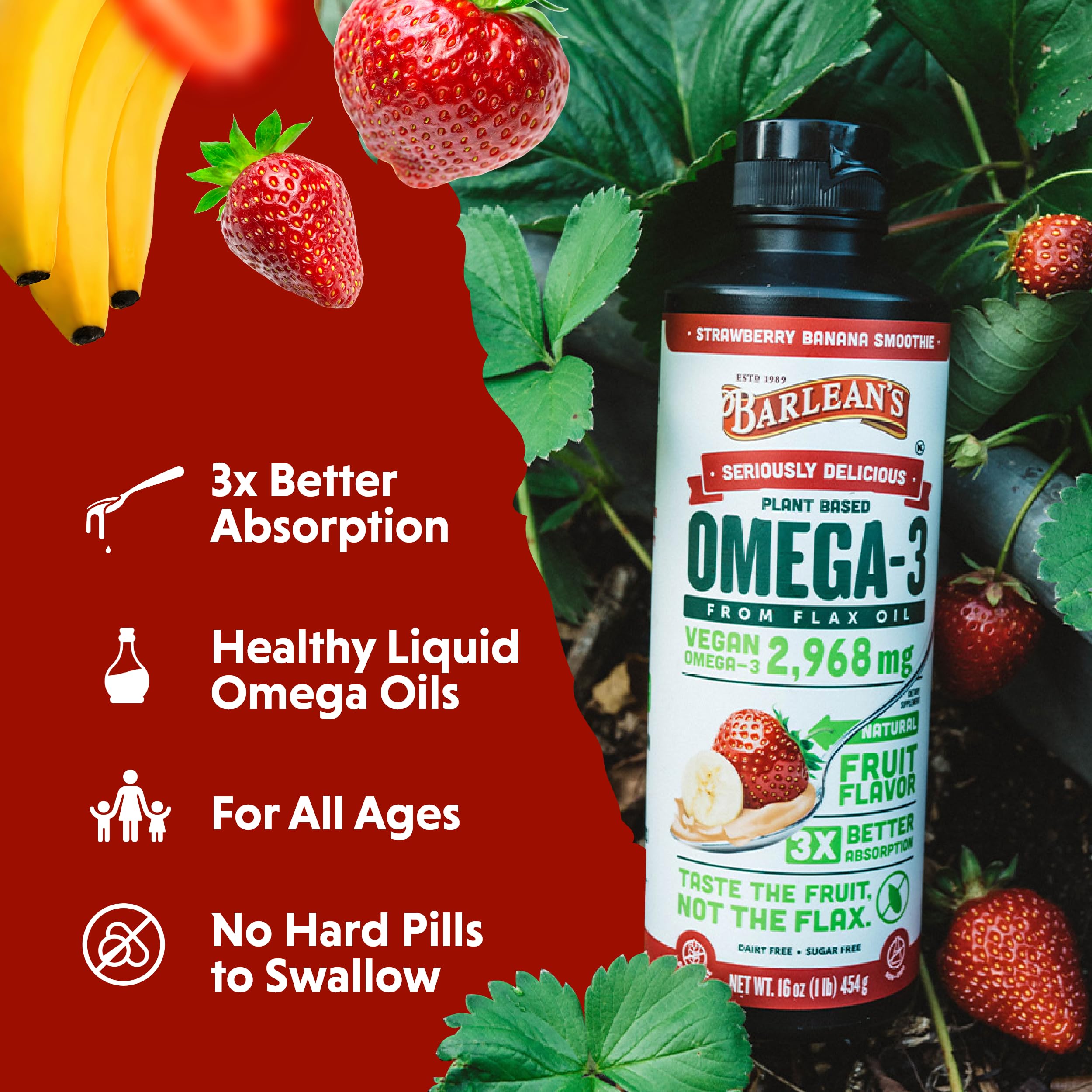 Foto 5 pulgar | Suplemento de Aceite de Linaza Líquido Barlean's Strawberry Banana Omega 3 - Venta Internacional