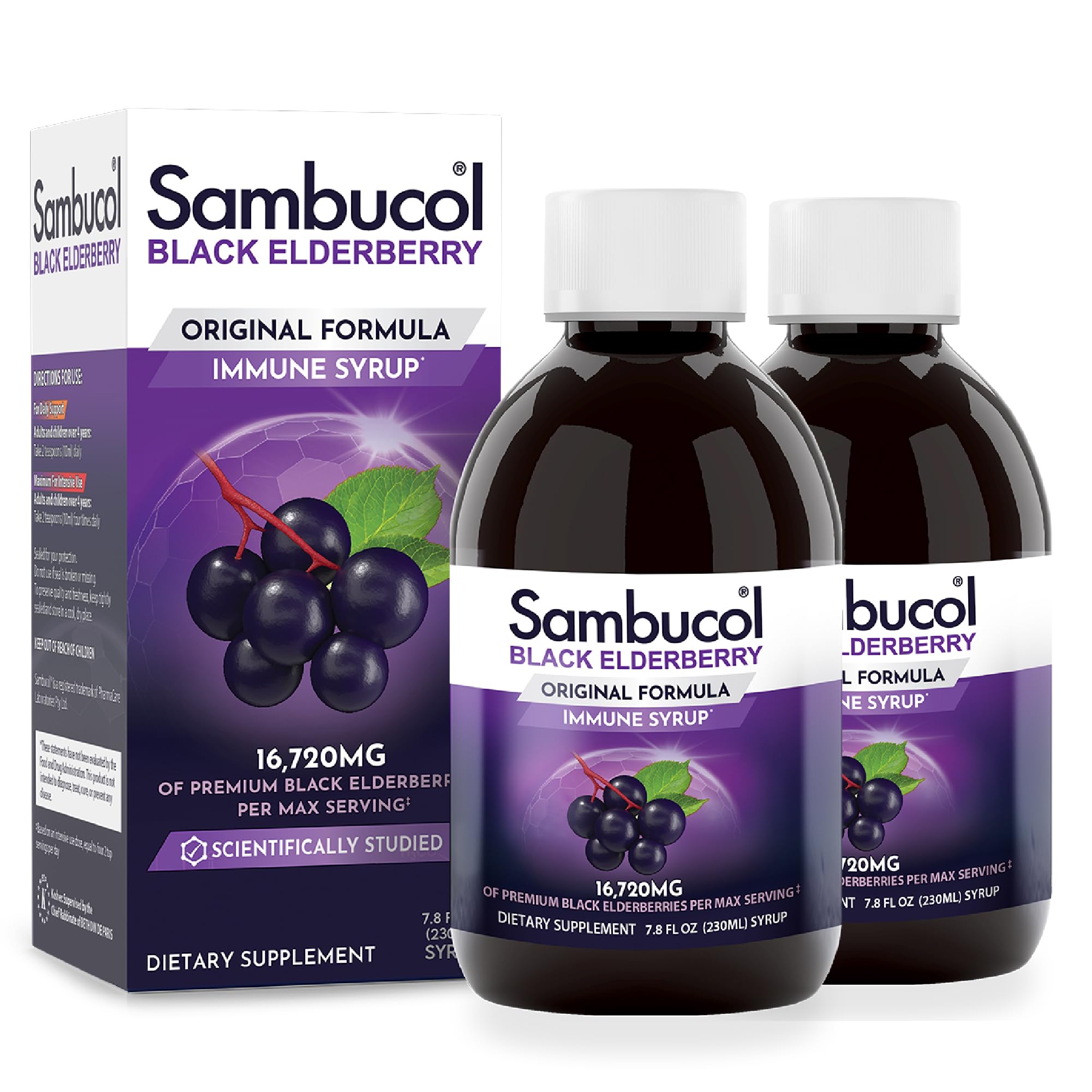 Foto 2 pulgar | Sirope Sambucol Sambucus de Saúco Negro 230 Ml, Paquete de 2 - Venta Internacional