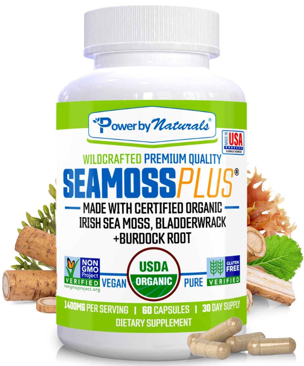 Foto 2 pulgar | Suplemento Power By Naturals Sea Moss Plus 60 Cápsulas - Venta Internacional