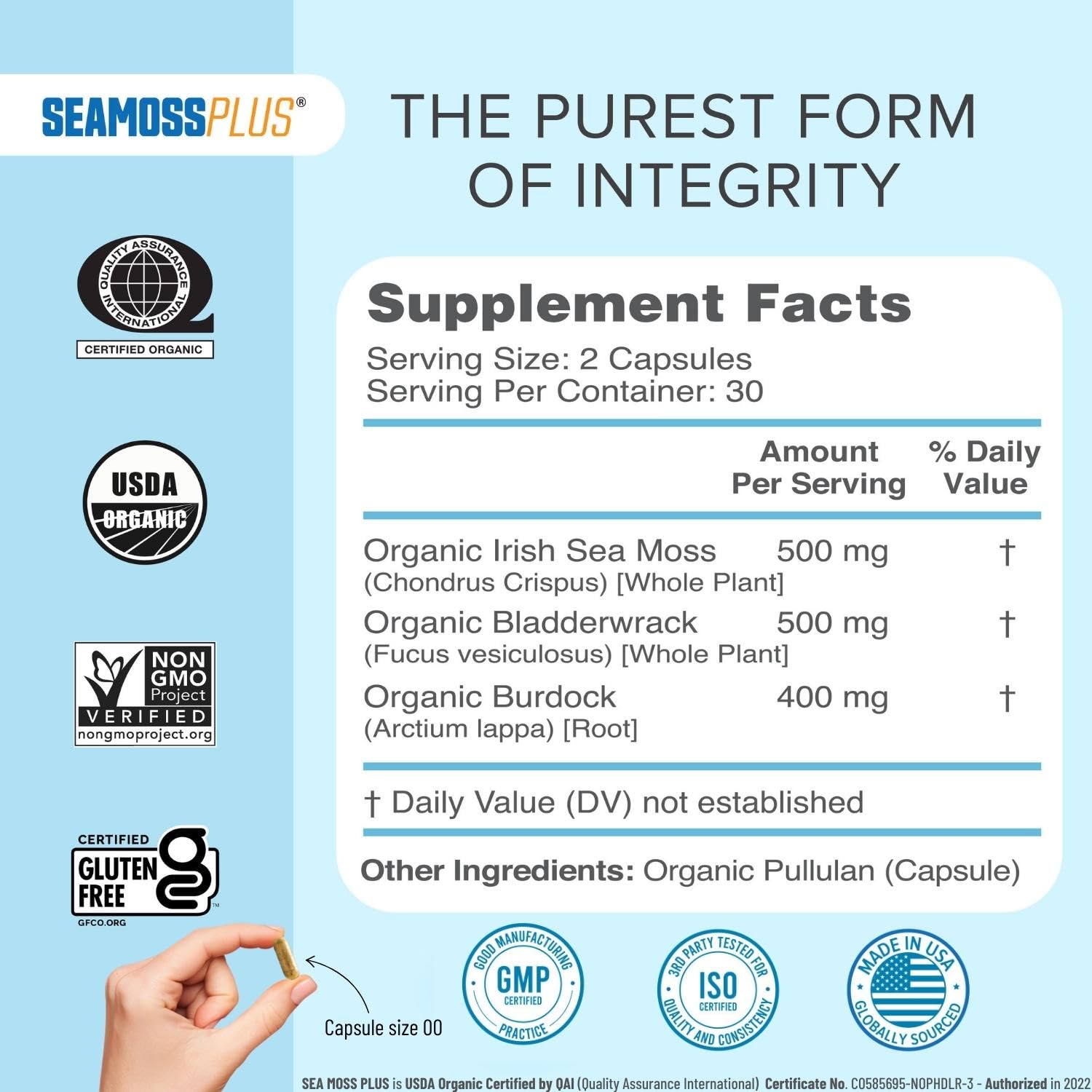 Foto 4 pulgar | Suplemento Power By Naturals Sea Moss Plus 60 Cápsulas - Venta Internacional