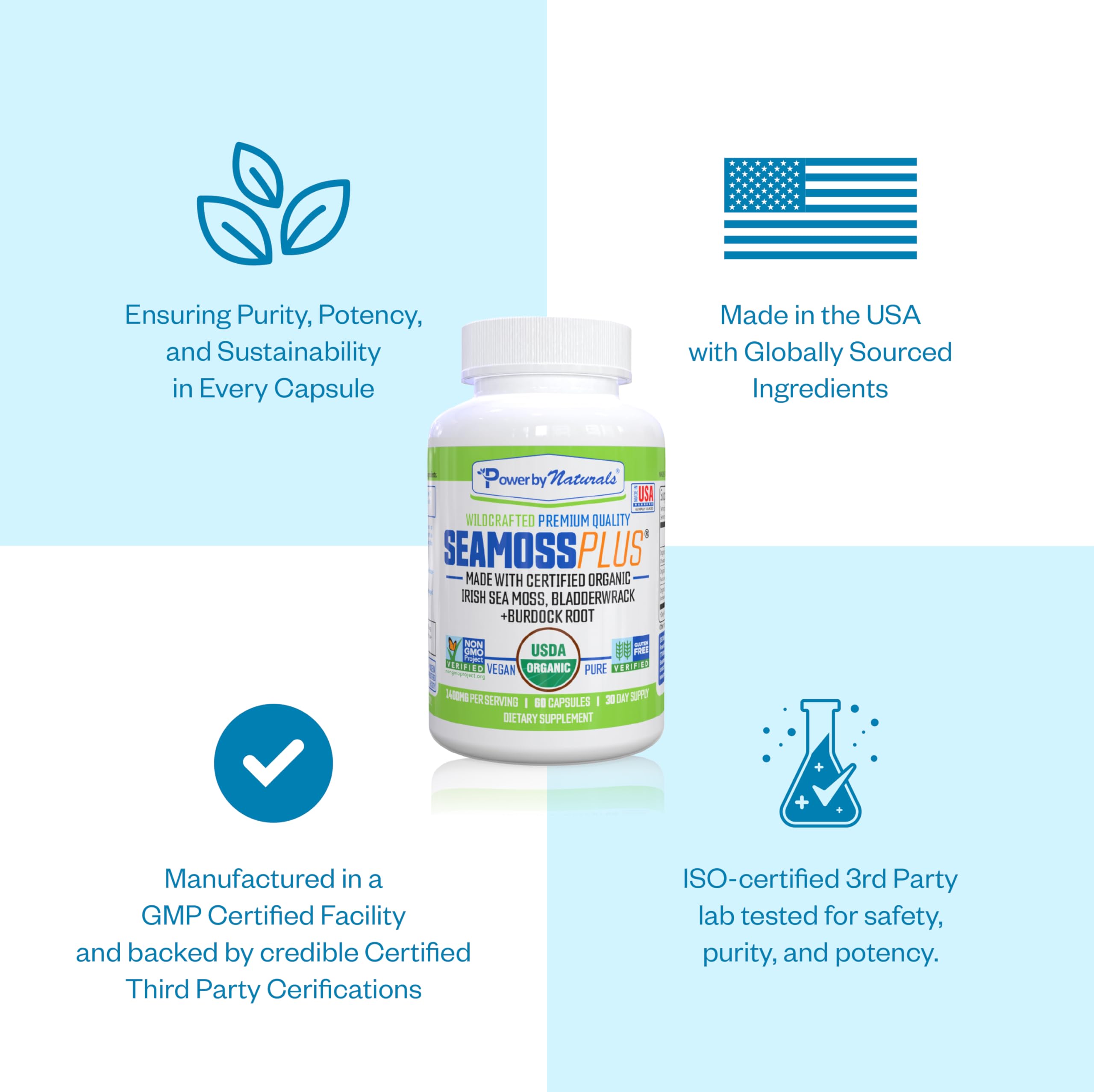 Foto 7 pulgar | Suplemento Power By Naturals Sea Moss Plus 60 Cápsulas - Venta Internacional