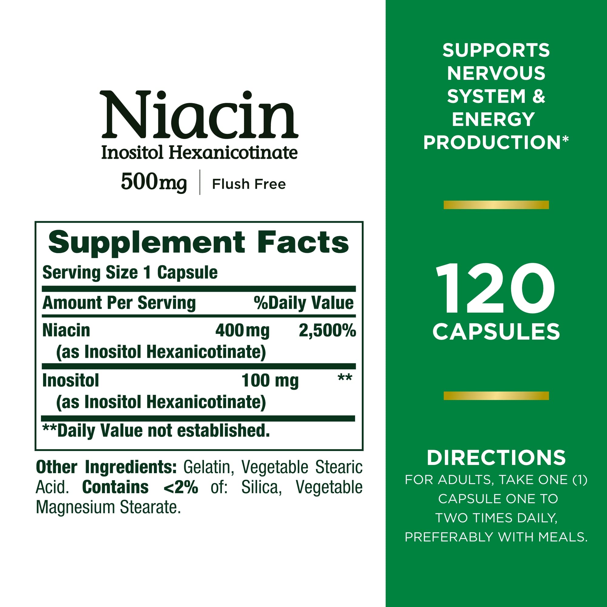 Foto 3 pulgar | Suplemento de Niacina Nature's Bounty 500 mg Sin Rubor 120 Cápsulas - Venta Internacional
