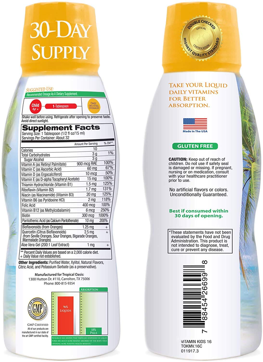 Foto 3 pulgar | Multivitamínico Líquido Tropical Oasis Kids 4+ Sin Azúcar 480 Ml - Venta Internacional