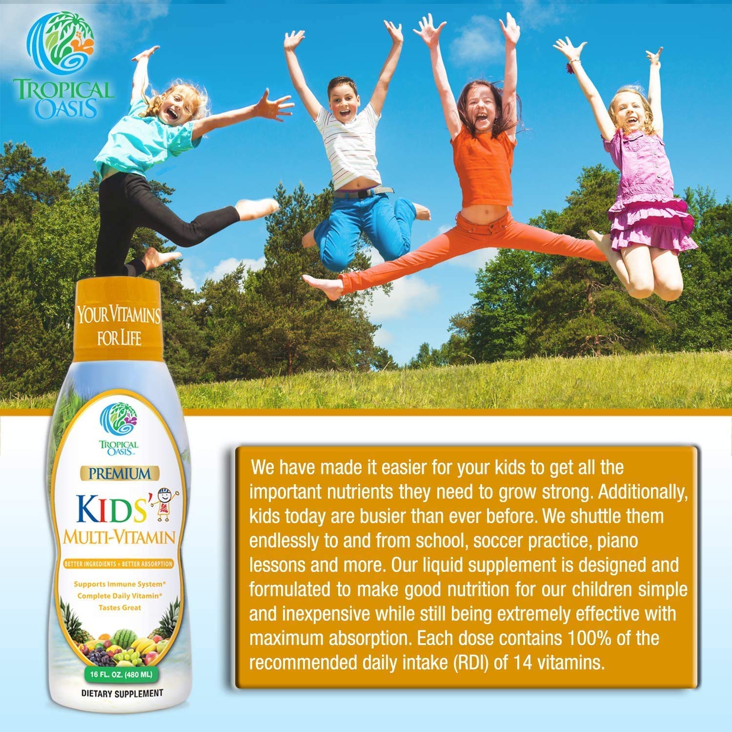Foto 5 pulgar | Multivitamínico Líquido Tropical Oasis Kids 4+ Sin Azúcar 480 Ml - Venta Internacional