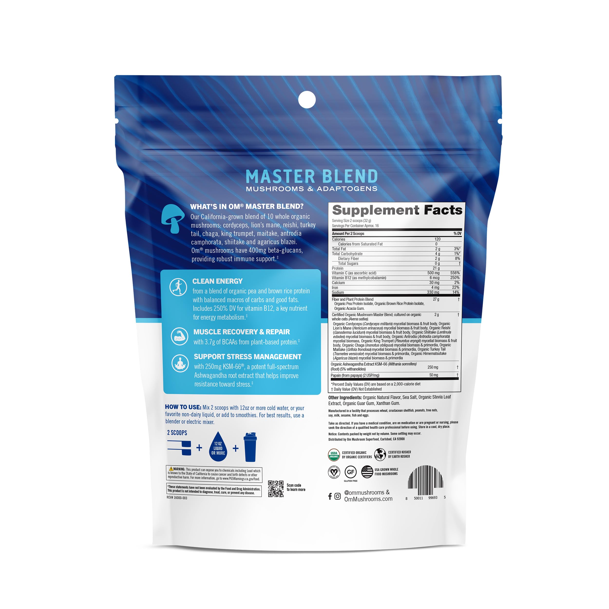 Foto 3 pulgar | Proteína en Polvo Om Mushroom Superfood Master Blend 500 Ml - Venta Internacional