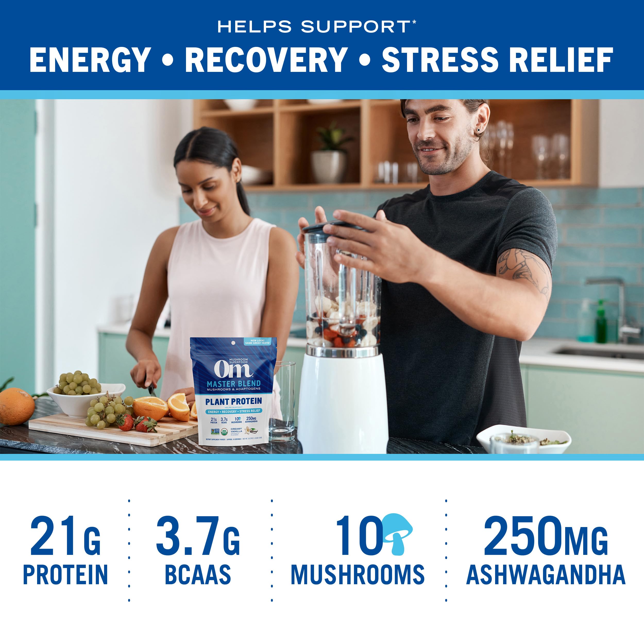 Foto 4 pulgar | Proteína en Polvo Om Mushroom Superfood Master Blend 500 Ml - Venta Internacional