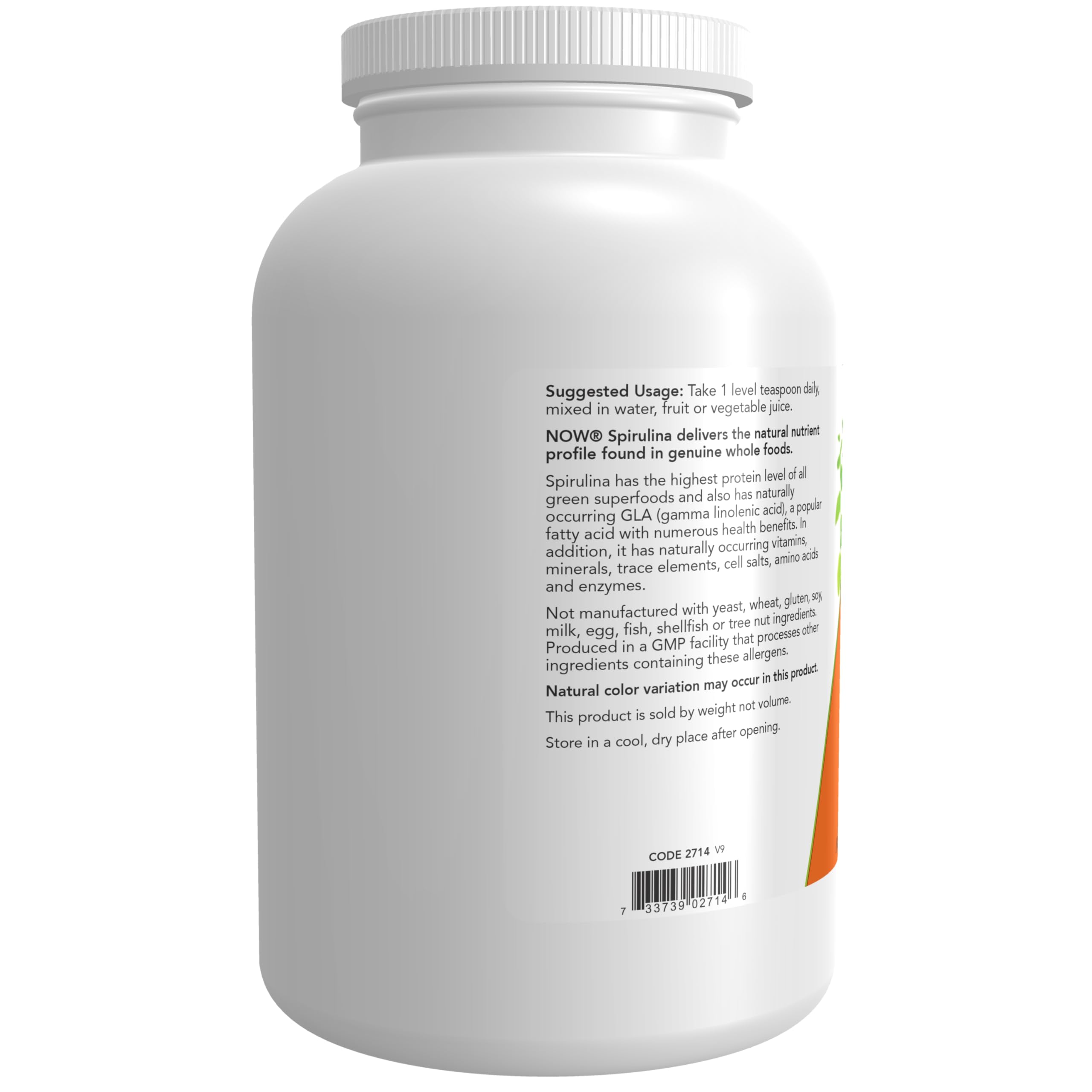 Foto 4 pulgar | Supplement Now Spirulina en Polvo Orgánica 454 G con Betacaroteno - Venta Internacional