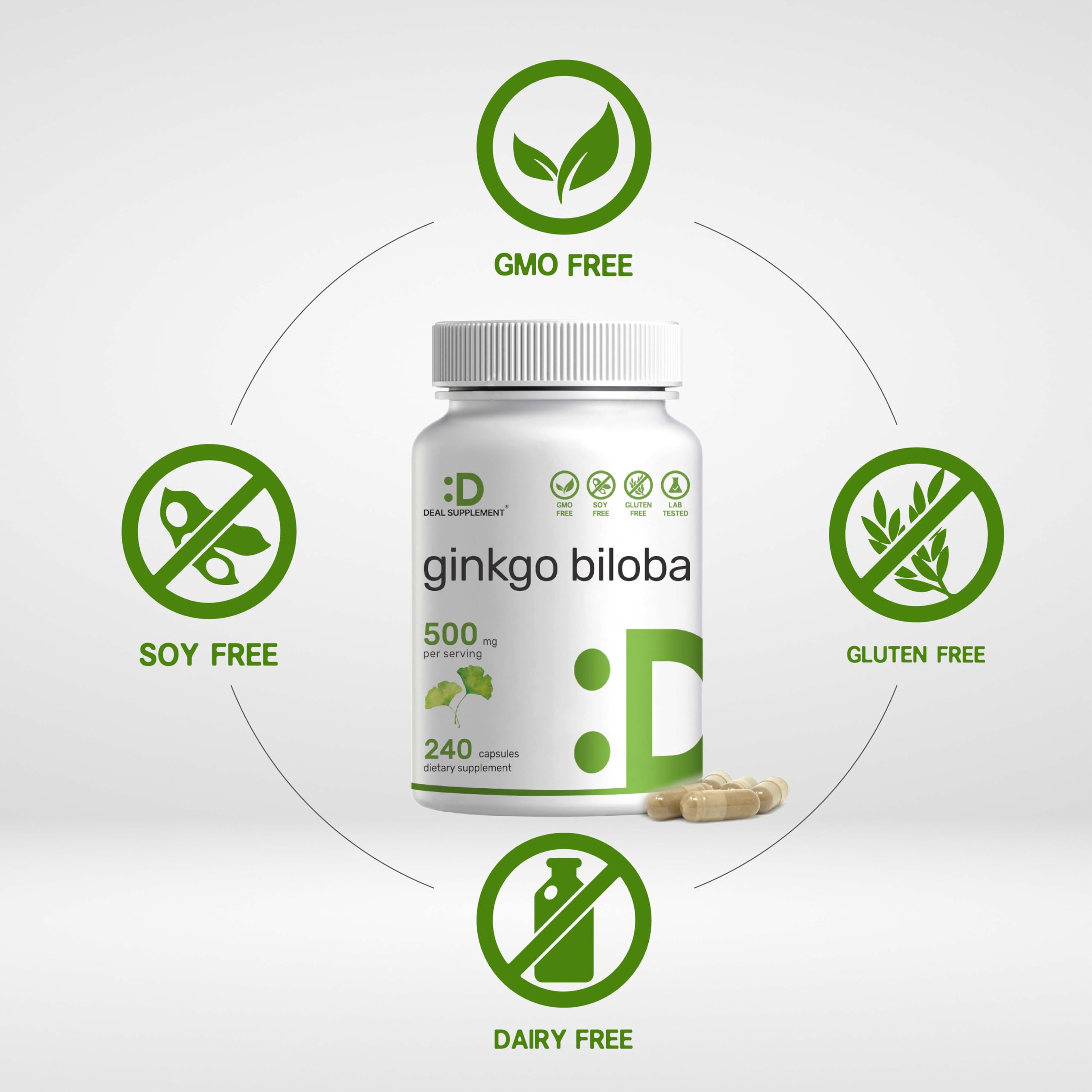 Foto 4 pulgar | Suplemento Deal Supplement Ginkgo Biloba 240 Cápsulas - Venta Internacional