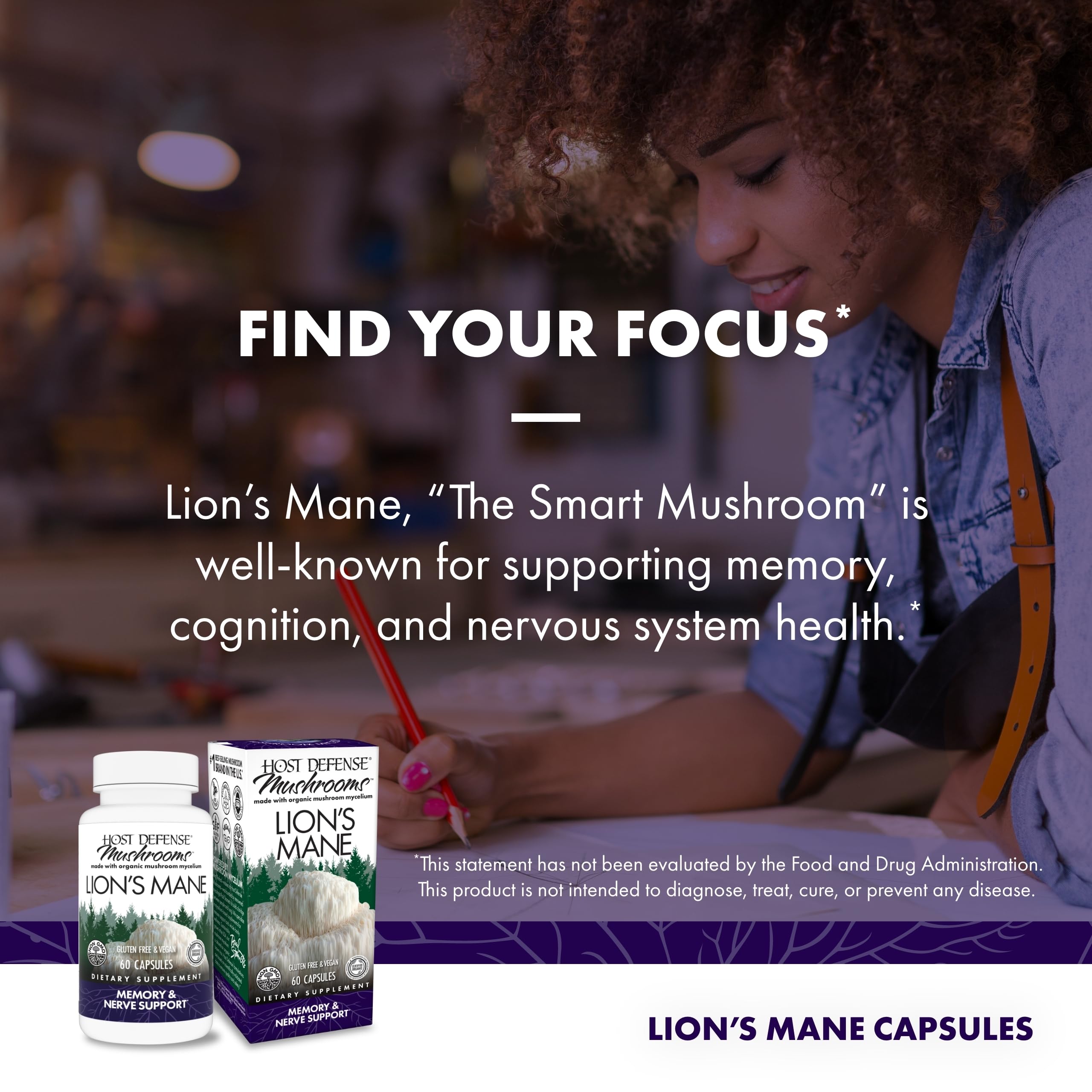 Foto 4 pulgar | Suplemento Host Defense Mushrooms Lion's Mane 60 Cápsulas - Venta Internacional