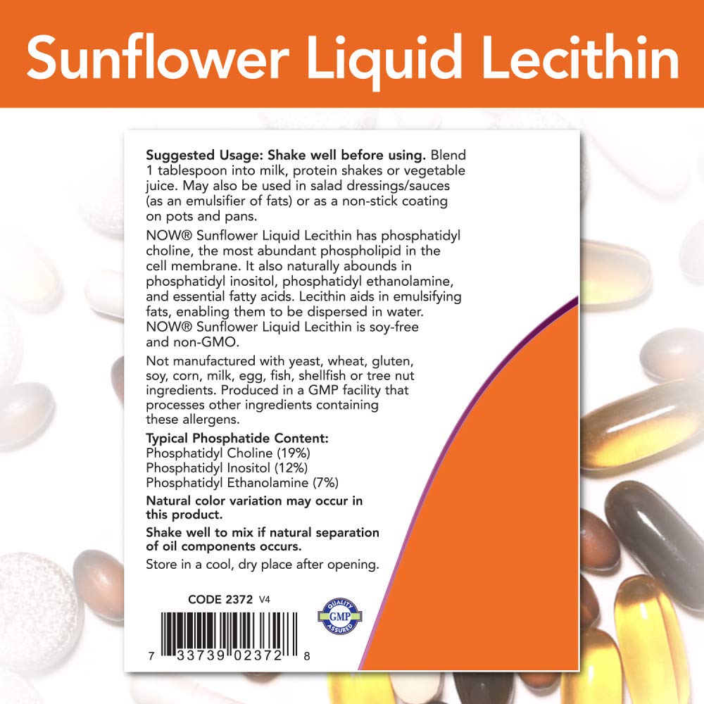 Foto 4 pulgar | Now Lecitina de Girasol con Fosfatidilcolina 480 Ml - Venta Internacional