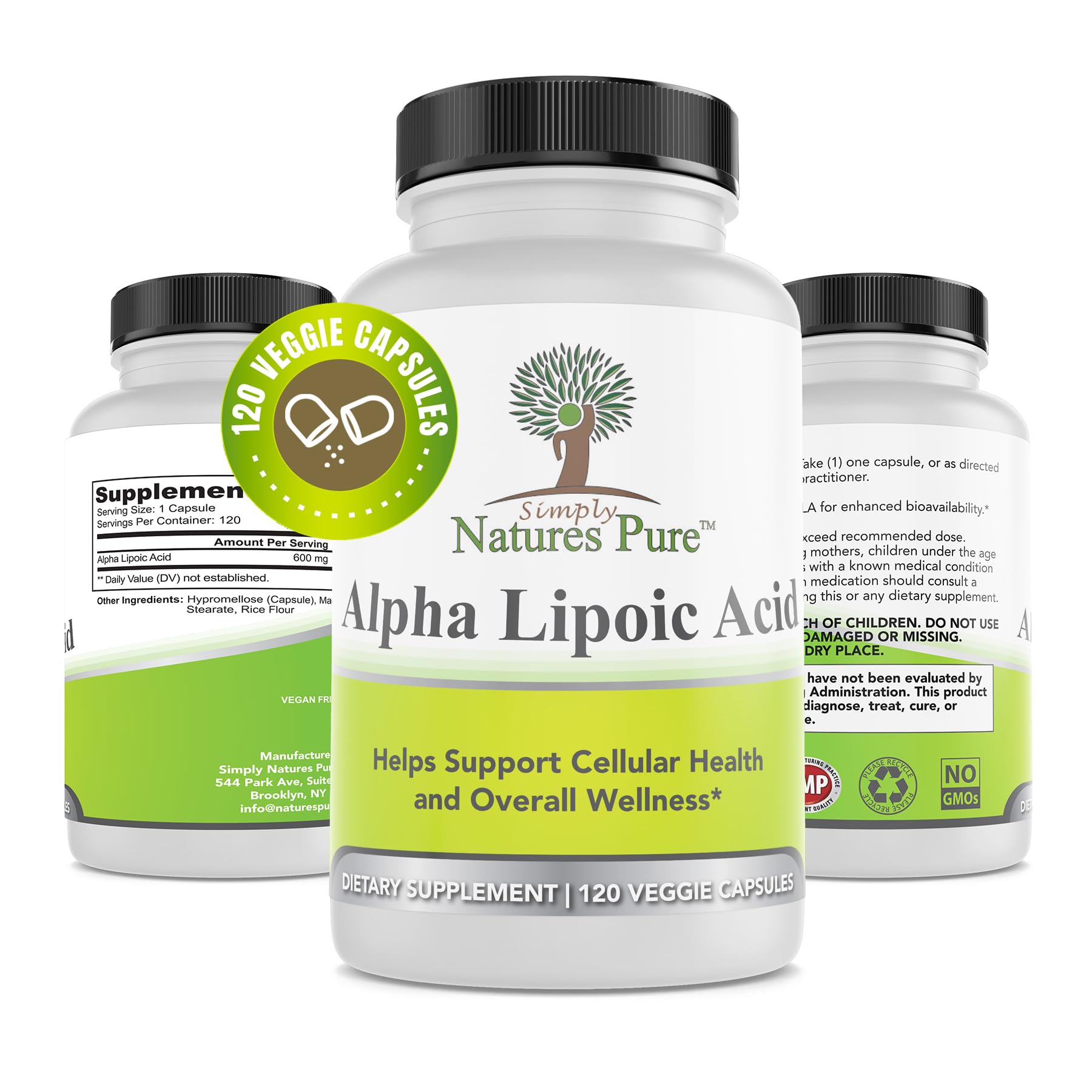 Foto 2 pulgar | Suplemento de Ácido Alfa Lipoico Puro Simply Natures 600 Mg - Venta Internacional