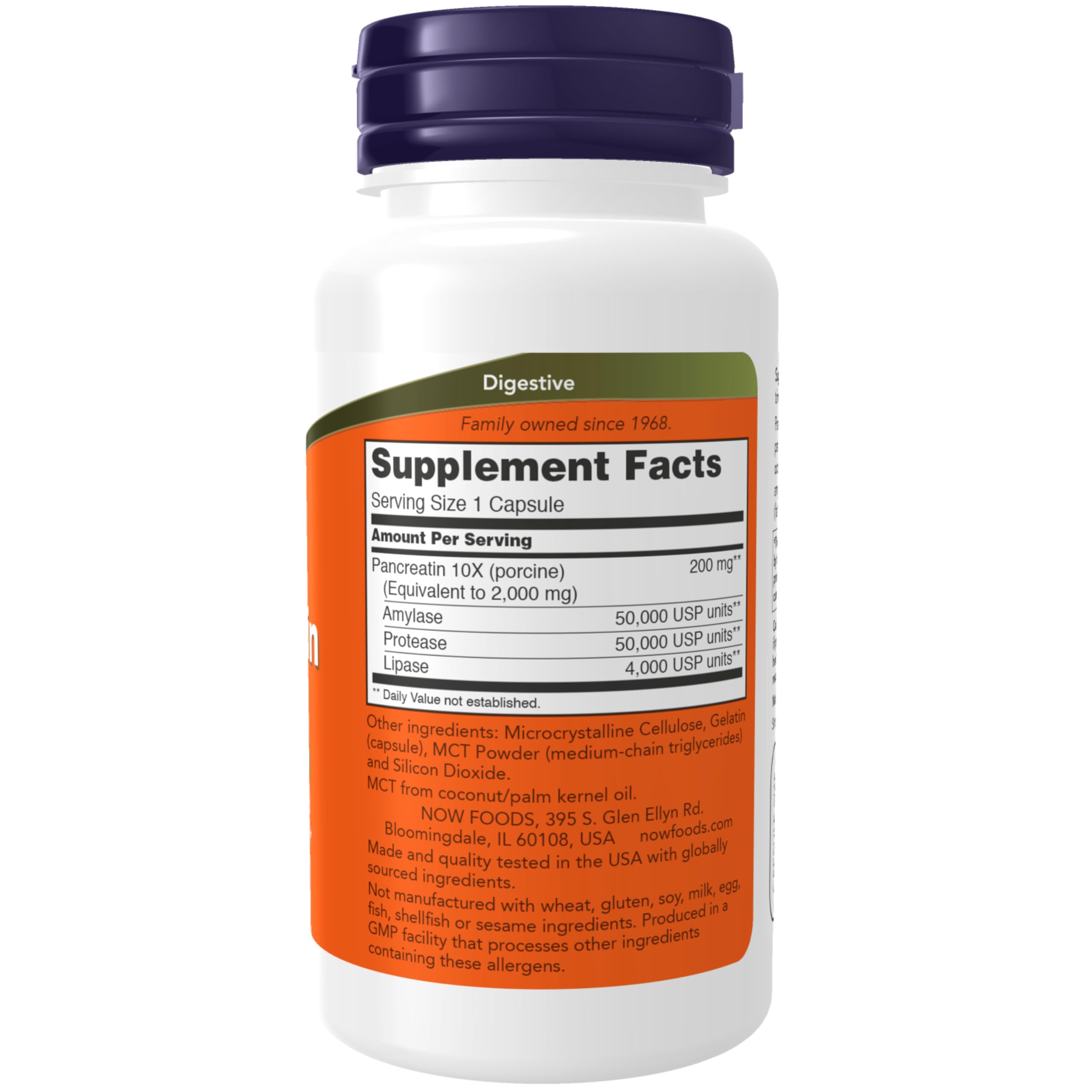 Foto 3 pulgar | Suplemento Now Pancreatin 200 Mg 100 Cápsulas - Venta Internacional