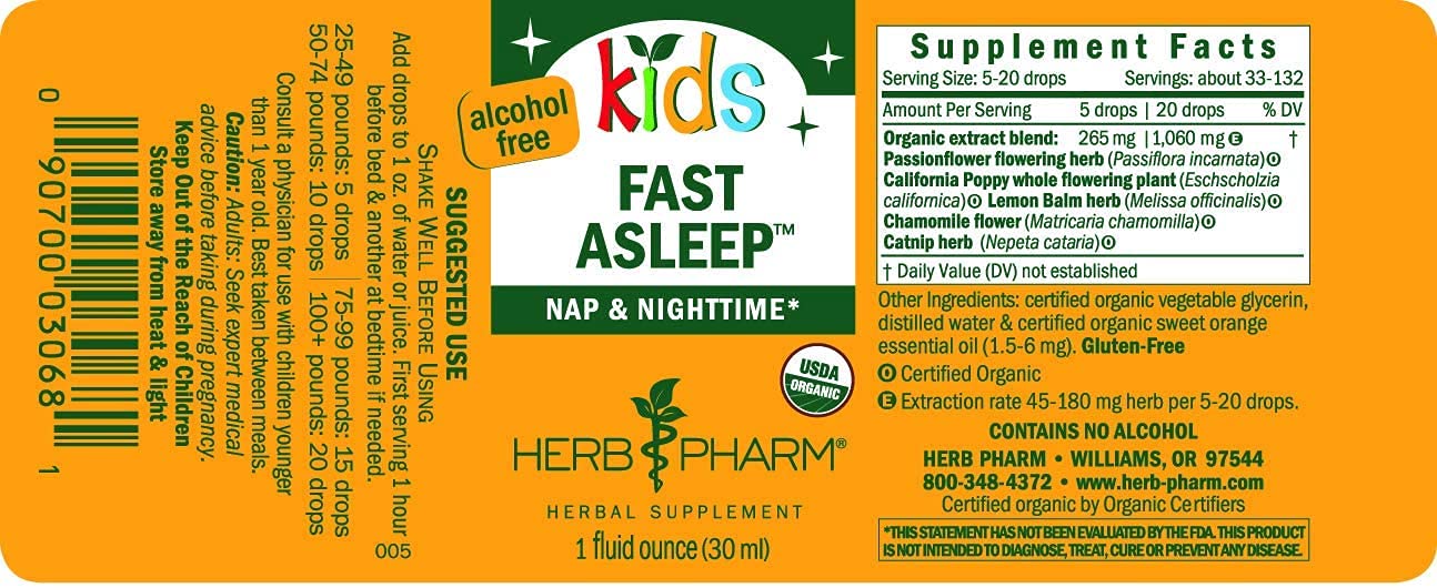 Foto 3 pulgar | Fórmula Herbal Líquida Herb Pharm Kids Fast Sleep 30 Ml - Venta Internacional