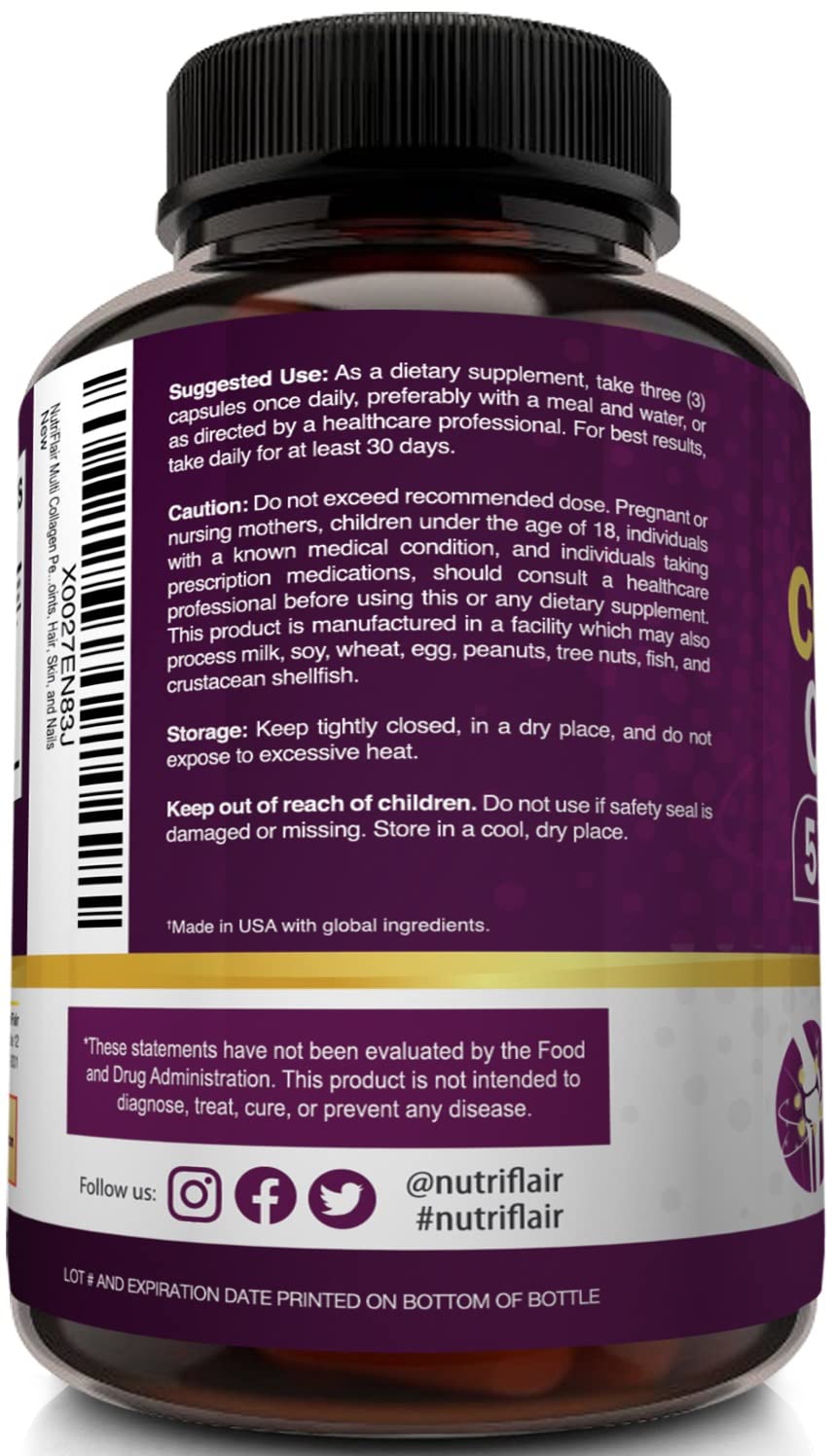 Foto 6 | Suplemento Nutriflair Péptidos Multicolágeno de 180 Cápsulas-Venta Internacional