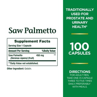 Foto 2 | Suplemento Nature's Bounty Saw Palmetto 450 Mg 100 Cápsulas - Venta Internacional