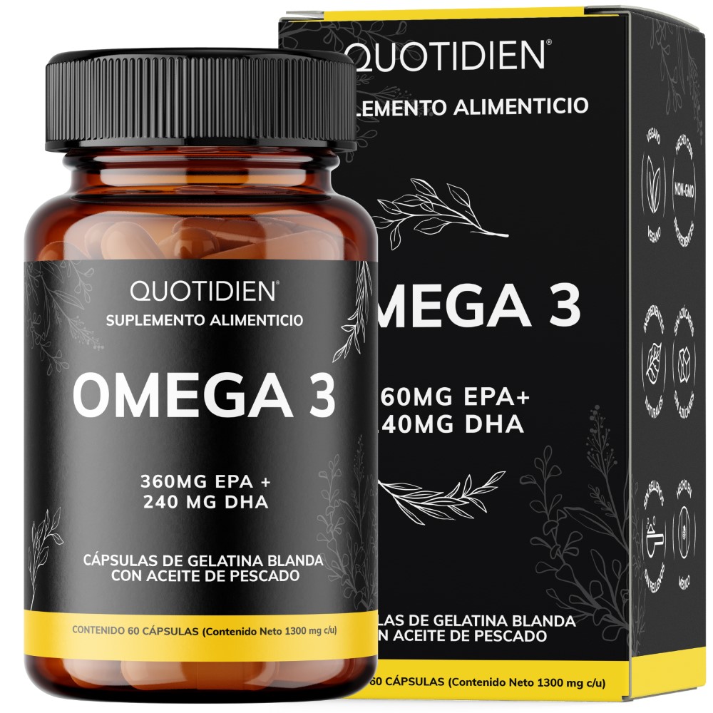 Foto 2 pulgar | Suplemento Alimenticio Omega 3 Aceite De Pescado Quotidien 60 Cápsulas