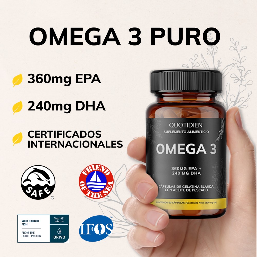Foto 4 pulgar | Suplemento Alimenticio Omega 3 Aceite De Pescado Quotidien 60 Cápsulas