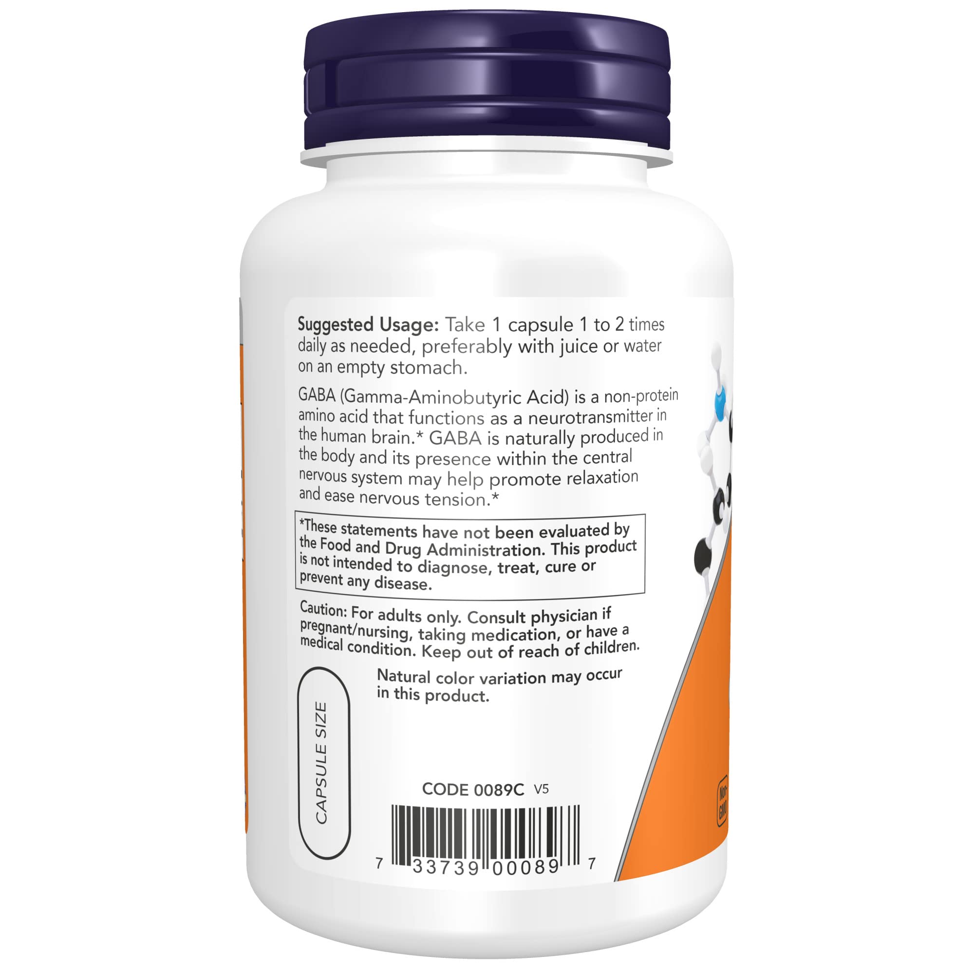 Foto 4 pulgar | Suplemento Now Gaba 750 Mg 100 Cápsulas - Venta Internacional