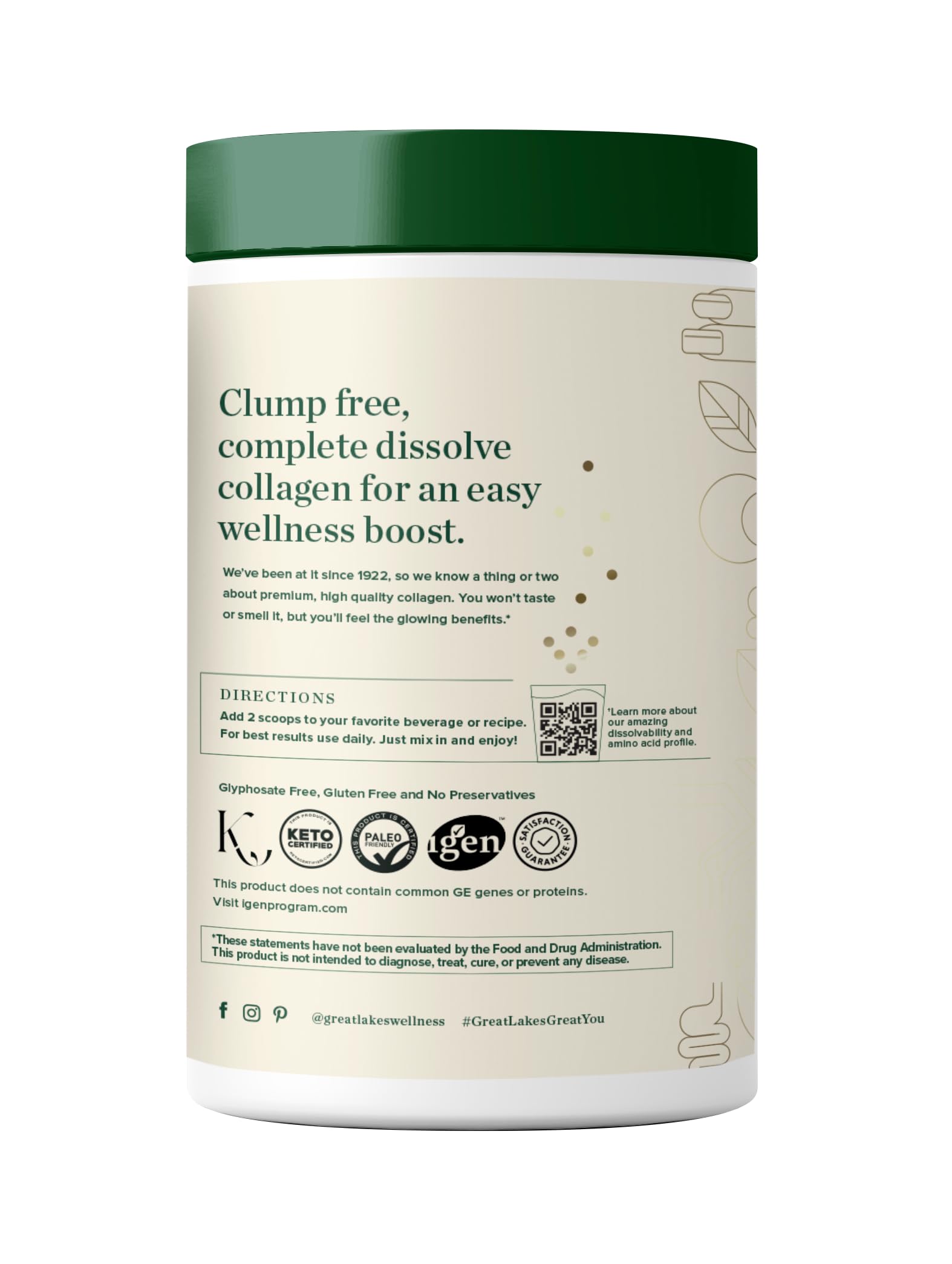 Foto 5 pulgar | Péptidos de Colágeno en Polvo Great Lakes Wellness 473 ml sin Sabor - Venta Internacional