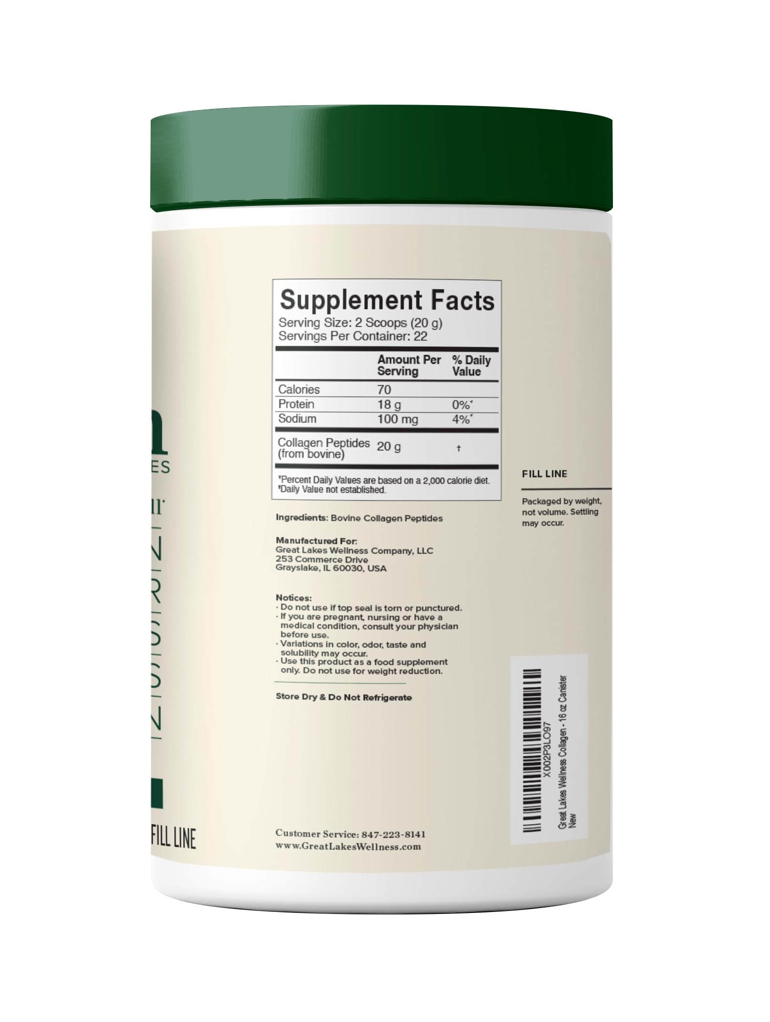 Foto 6 pulgar | Péptidos de Colágeno en Polvo Great Lakes Wellness 473 ml sin Sabor - Venta Internacional