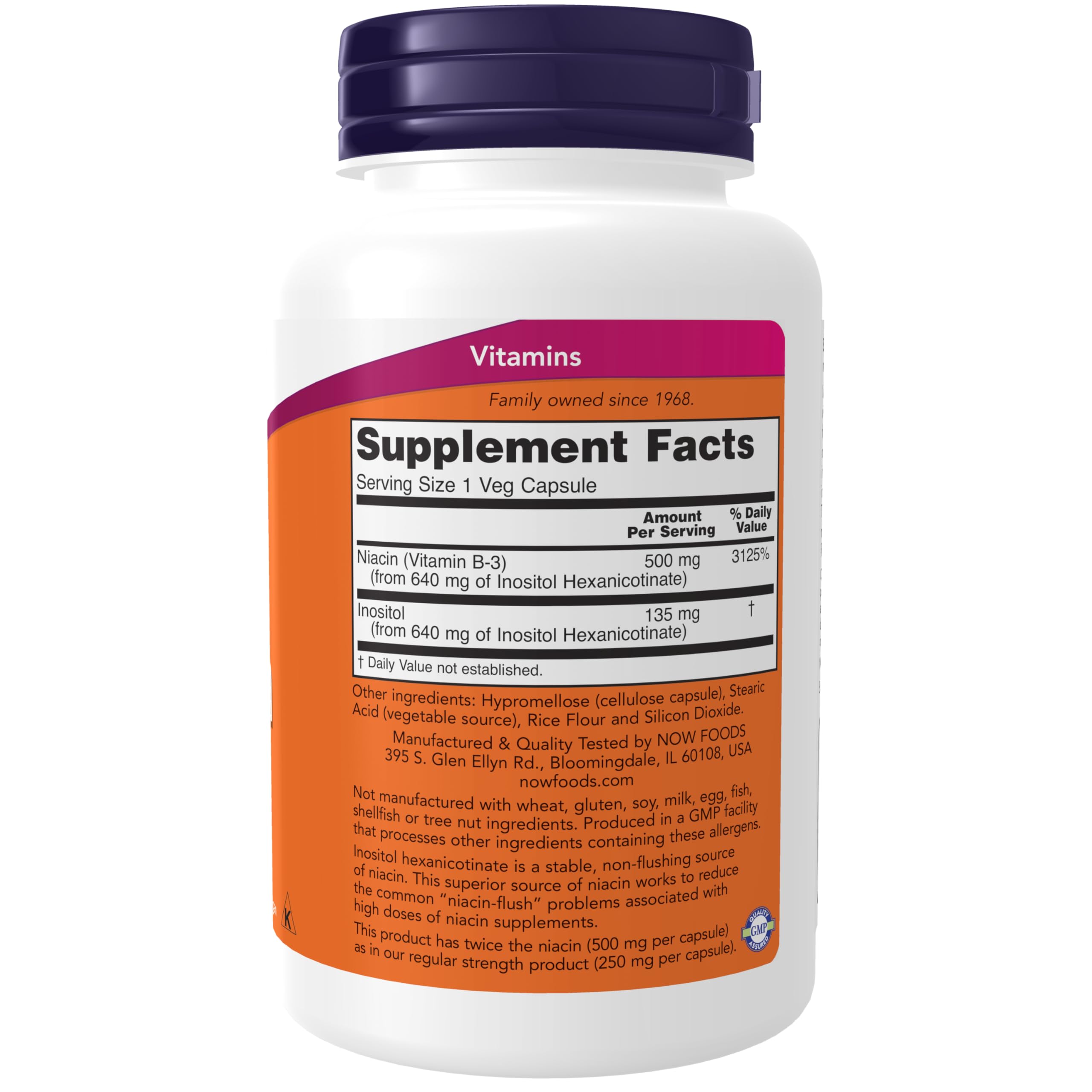 Foto 3 pulgar | Suplemento Now Niacina Vitamina B-3 500 mg de Doble Concentración - Venta Internacional