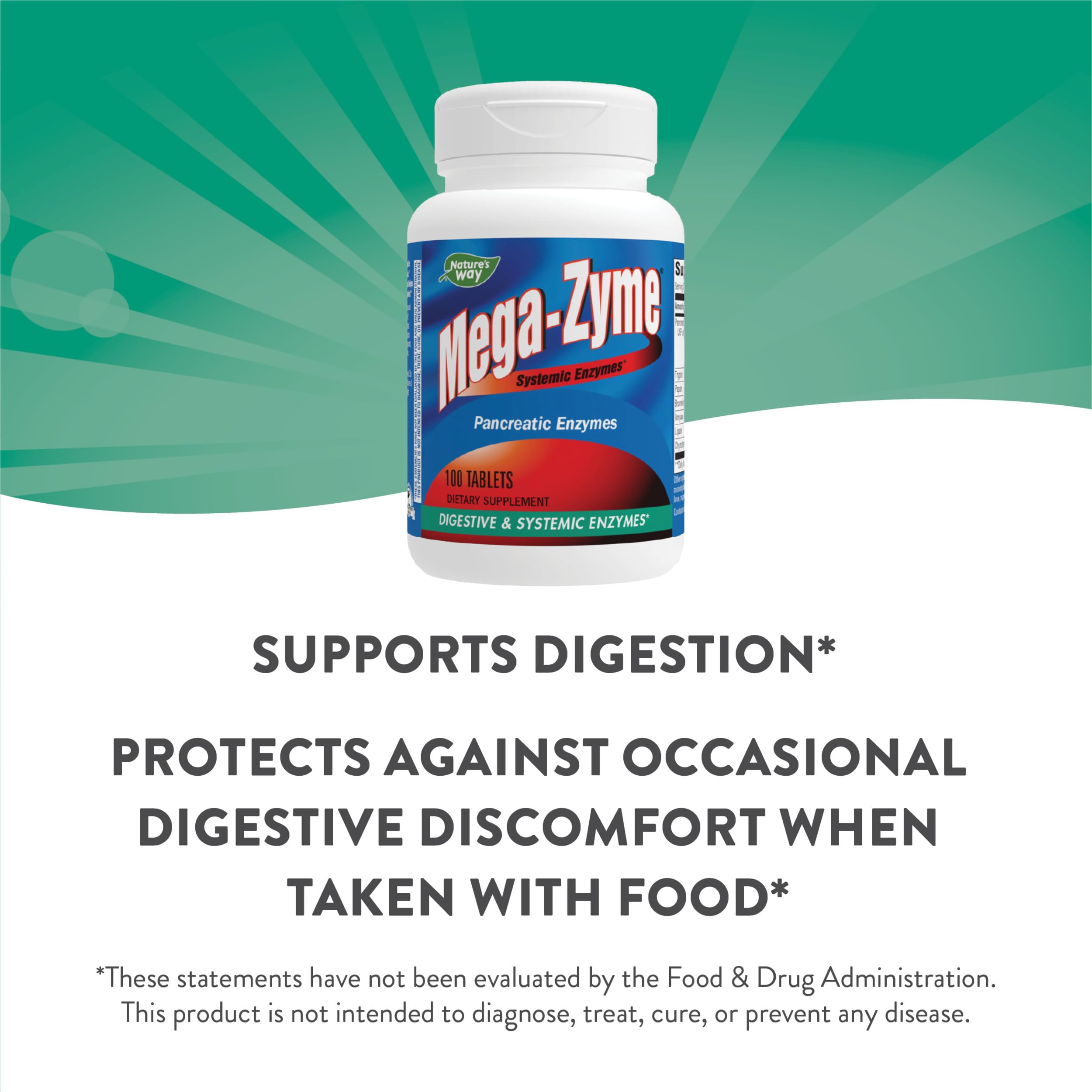 Foto 4 pulgar | Suplemento Nature's Way Mega-zyme Systemic Enzyme 100 Comprimidos - Venta Internacional