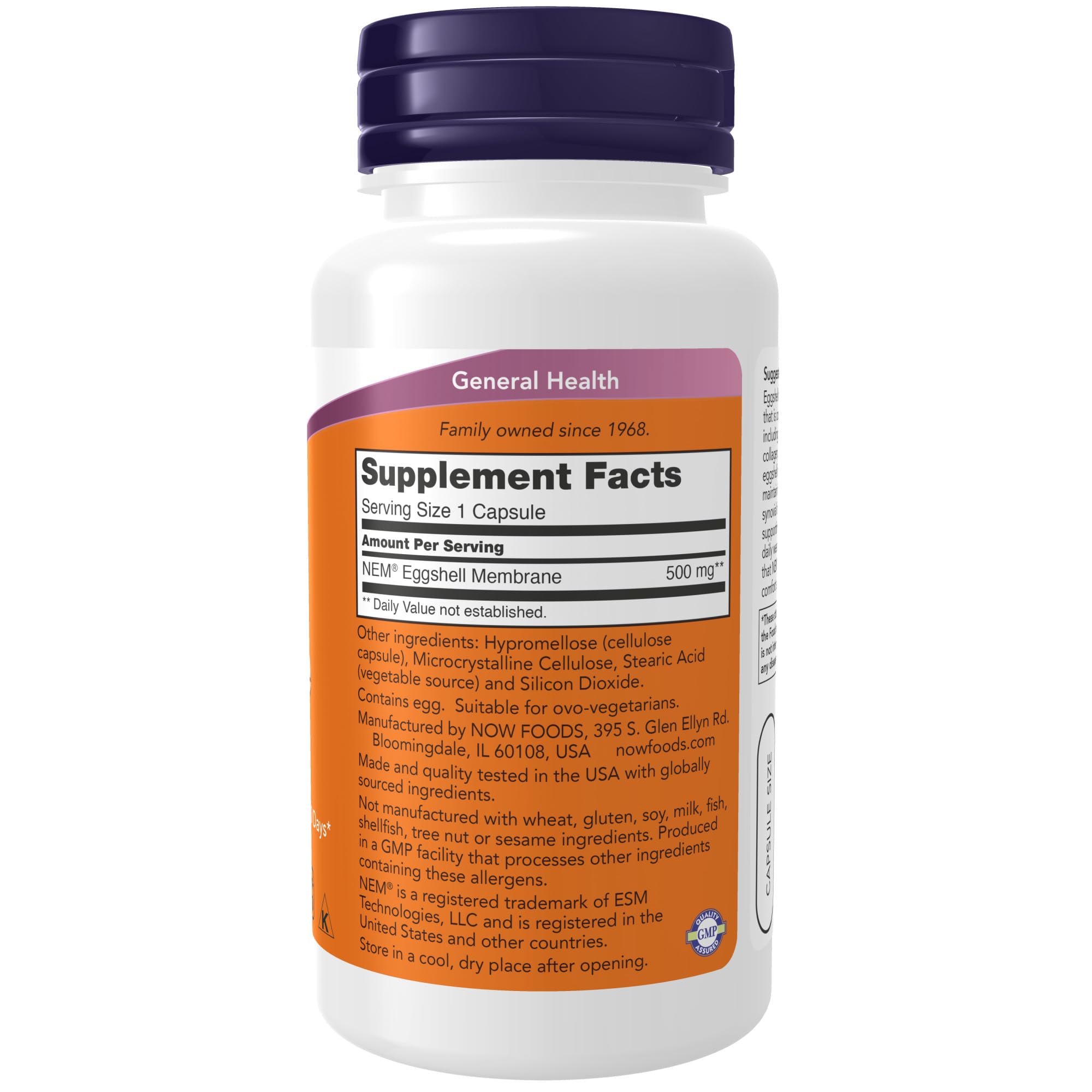 Foto 3 pulgar | Suplemento Now Eggshell Membrane 500 mg 60 Cápsulas  - Venta Internacional