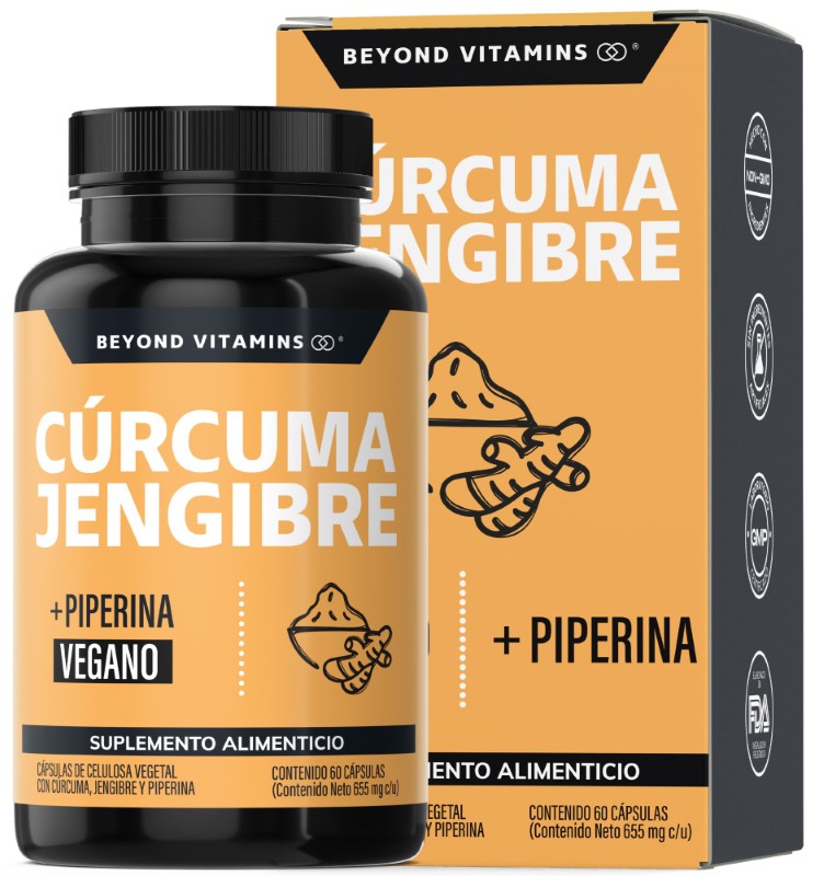 Foto 2 pulgar | Suplemento Alimenticio Beyond Vitamins  Cúrcuma, Jengibre Con Pimienta Negra 60 Cápsulas