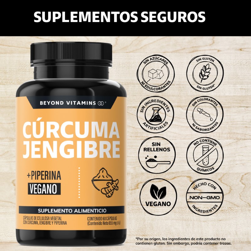 Foto 3 pulgar | Suplemento Alimenticio Beyond Vitamins  Cúrcuma, Jengibre Con Pimienta Negra 60 Cápsulas